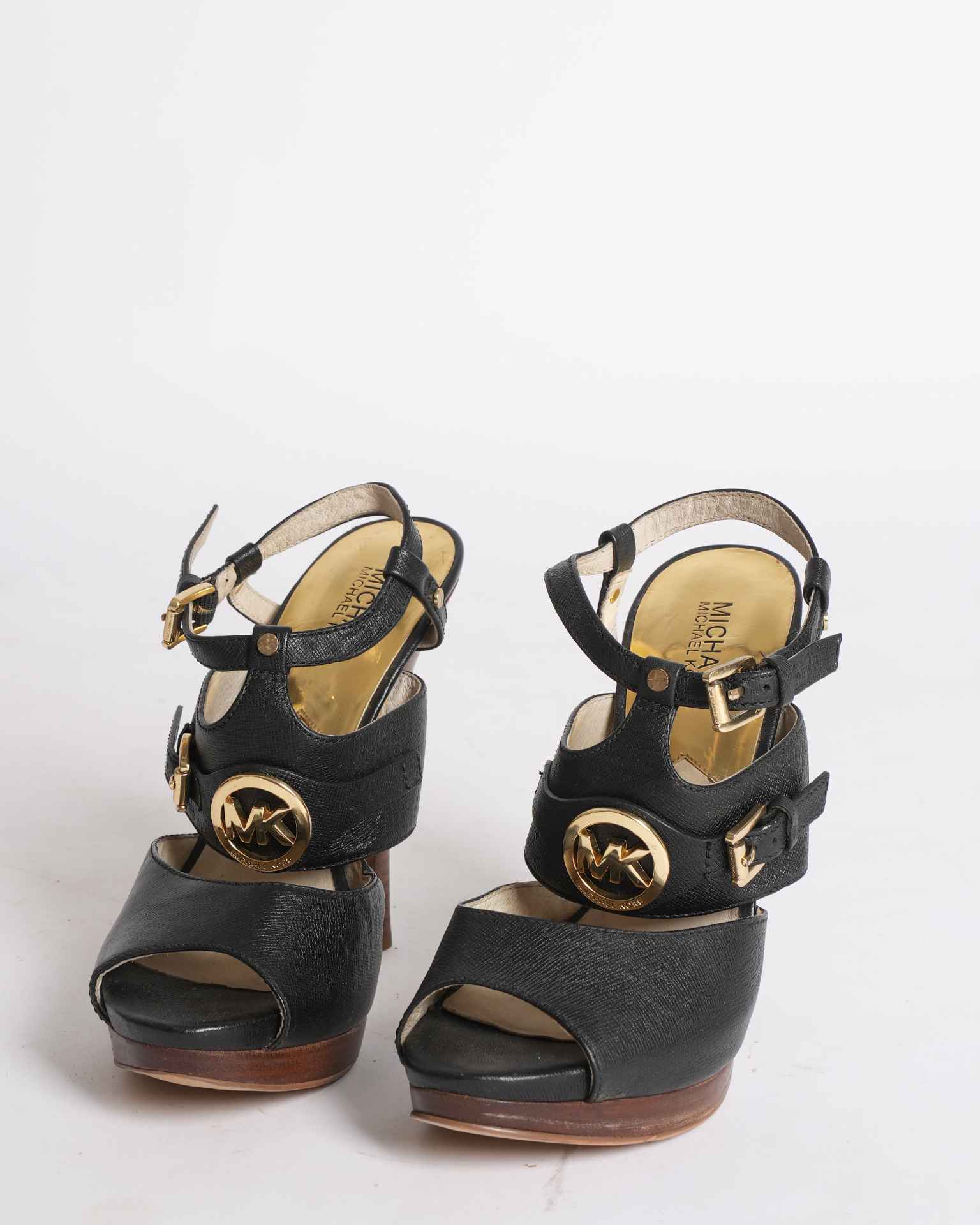 Michael Kors Mackenzie Logo Peep Toe Heels