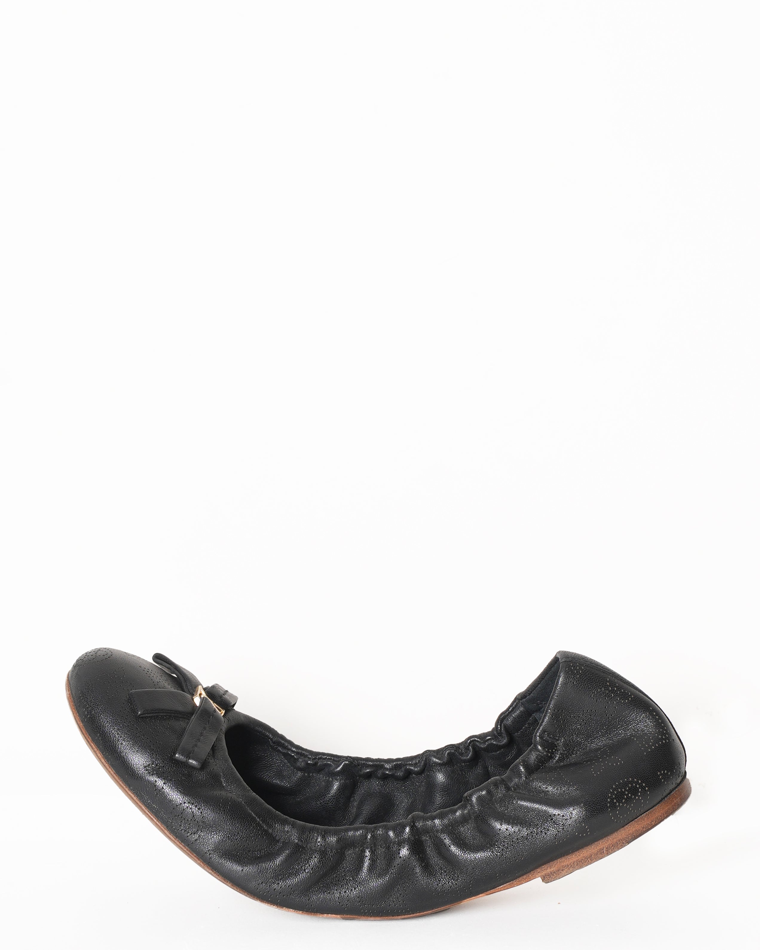 Louis Vuitton Black Perforated Monogram Leather Elba Ballerina Flats
