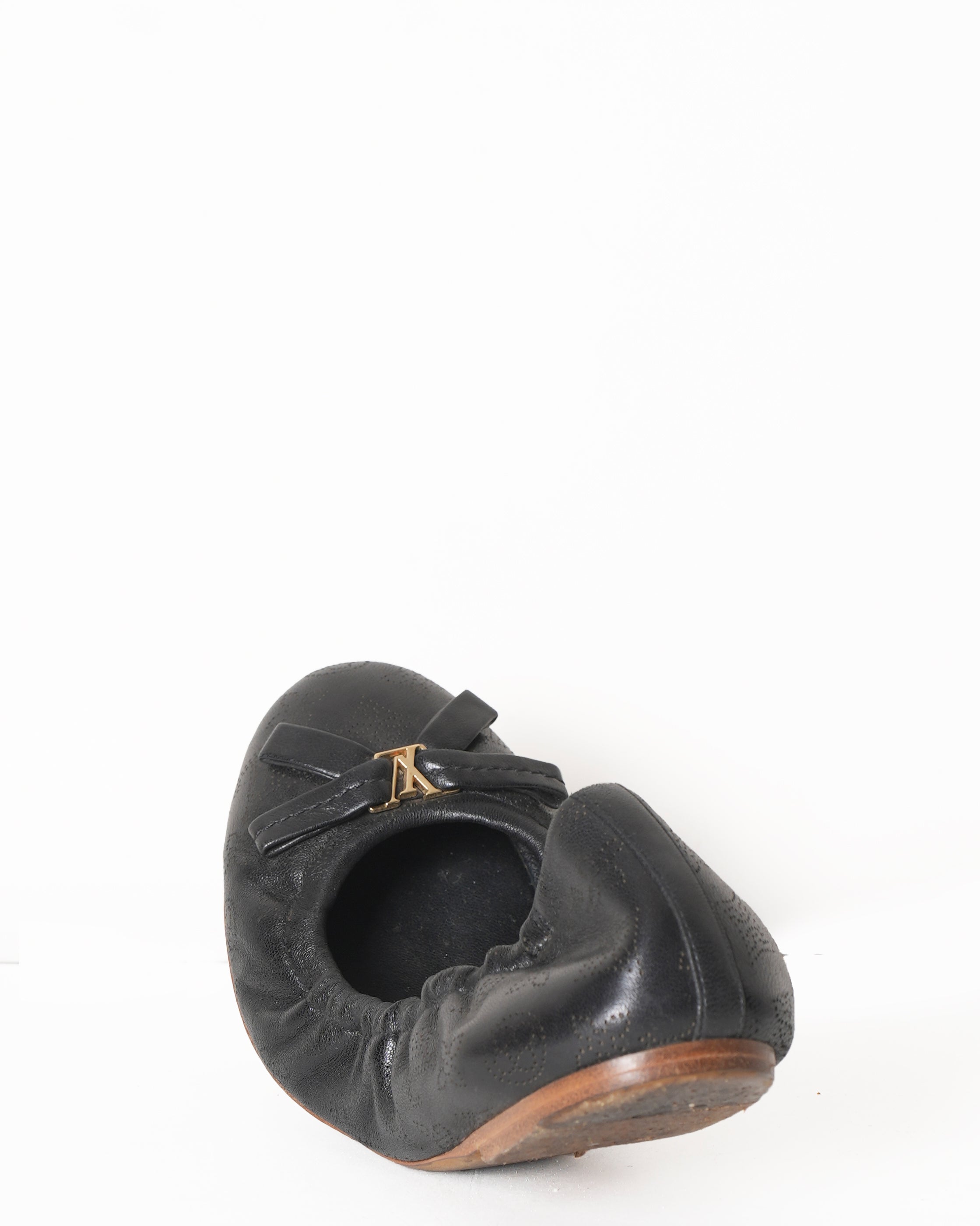 Louis Vuitton Black Perforated Monogram Leather Elba Ballerina Flats