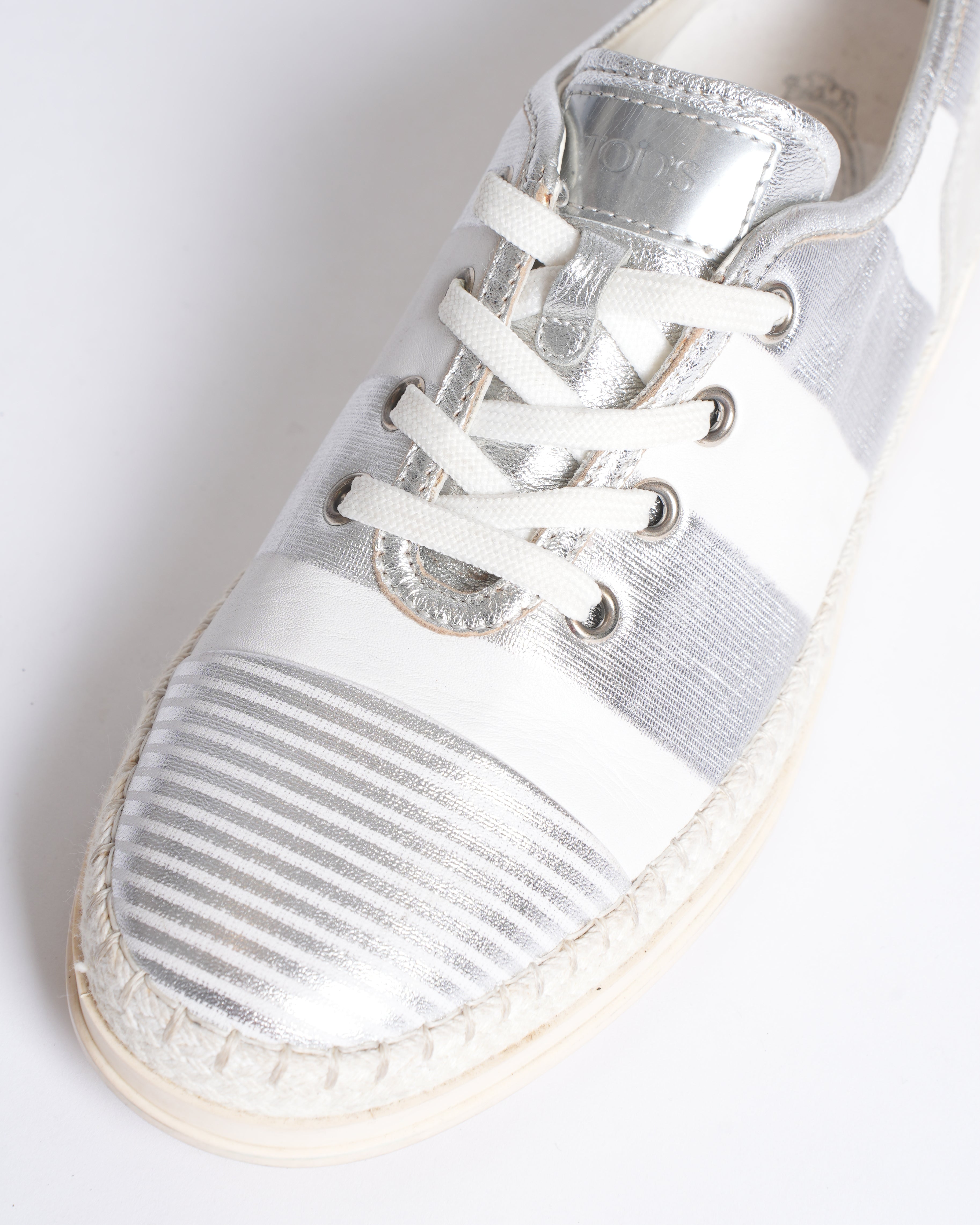 Tod's printed leather and rafia sneakers