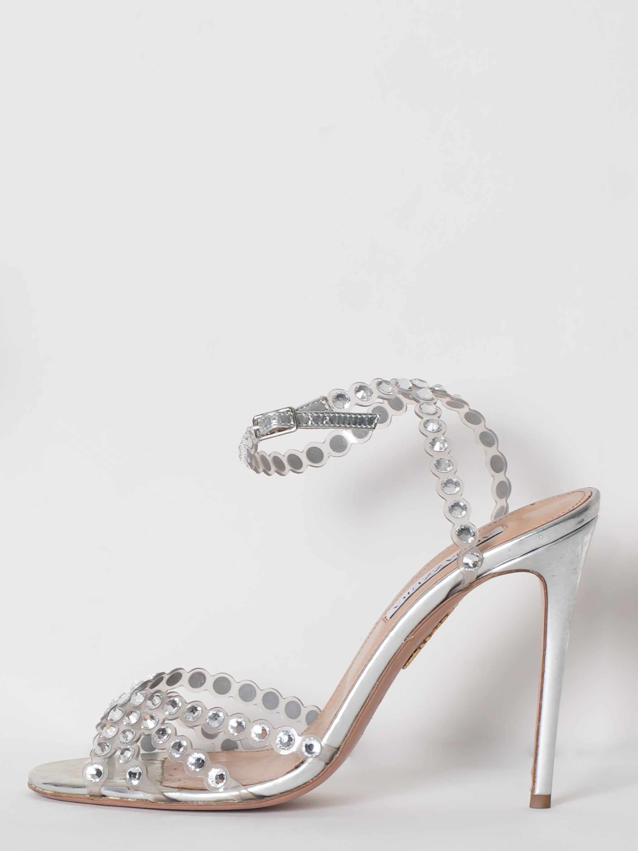 Aquazzura Tequila Plexi Heels in Silver Tone
