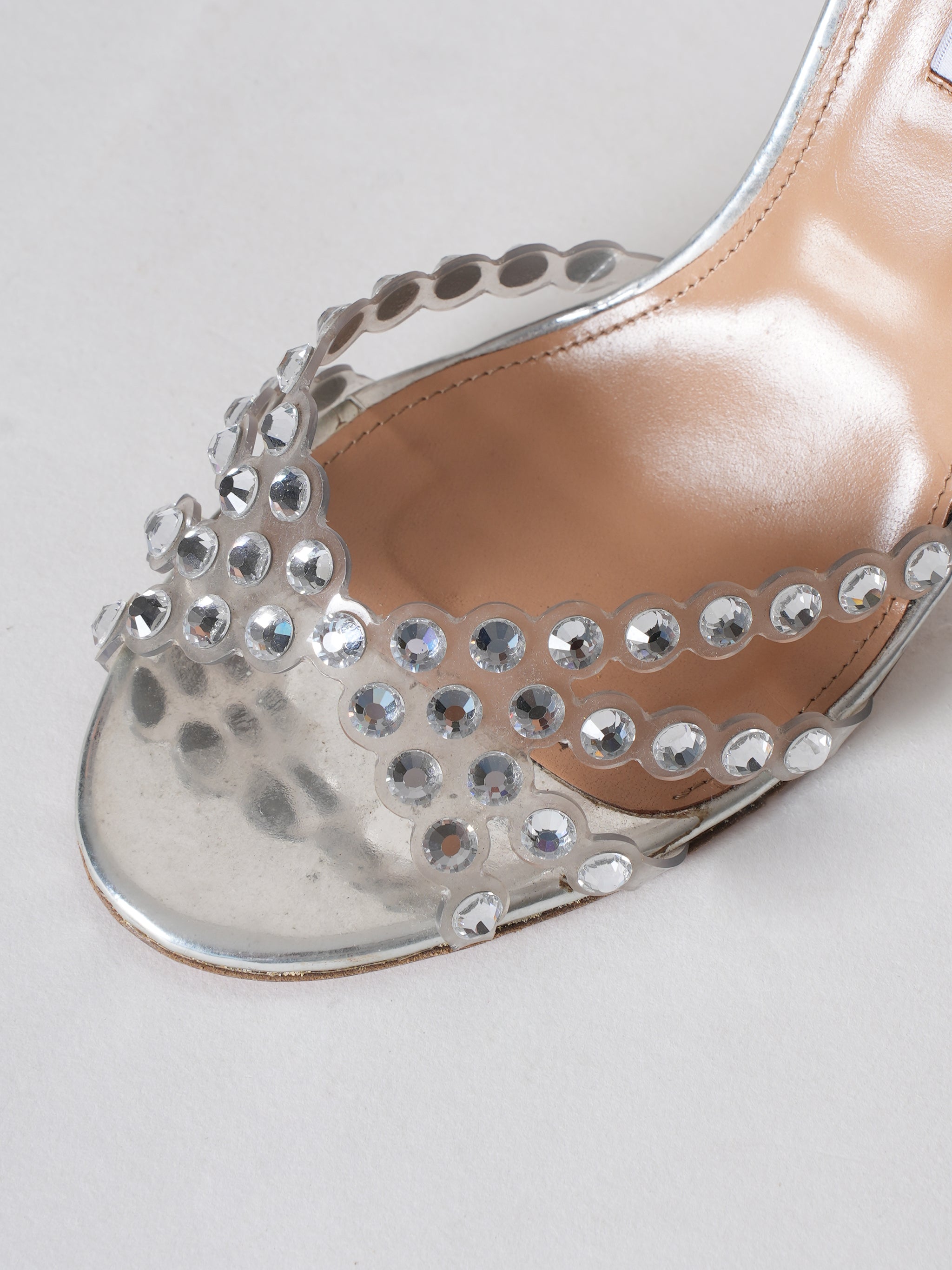 Aquazzura Tequila Plexi Heels in Silver Tone