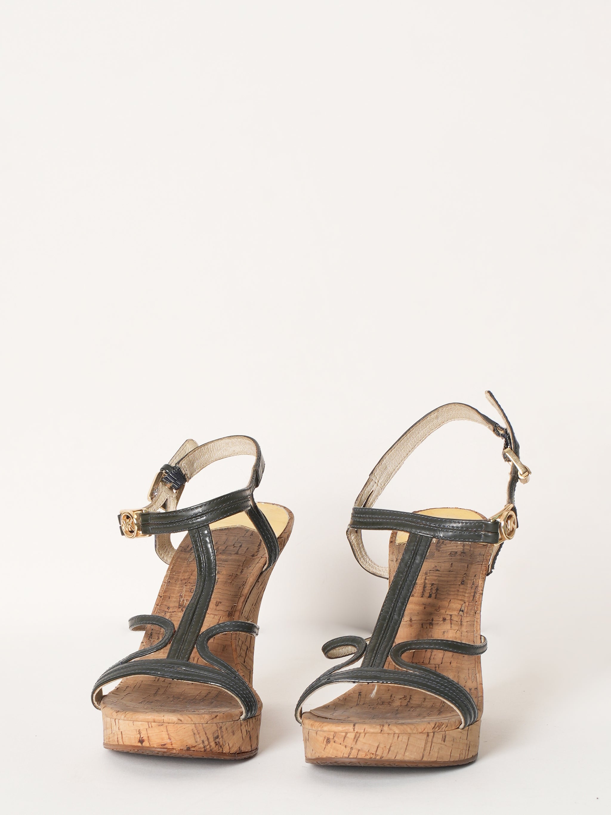 Michael Kors Cicely Wedge Black & Tan Sandals