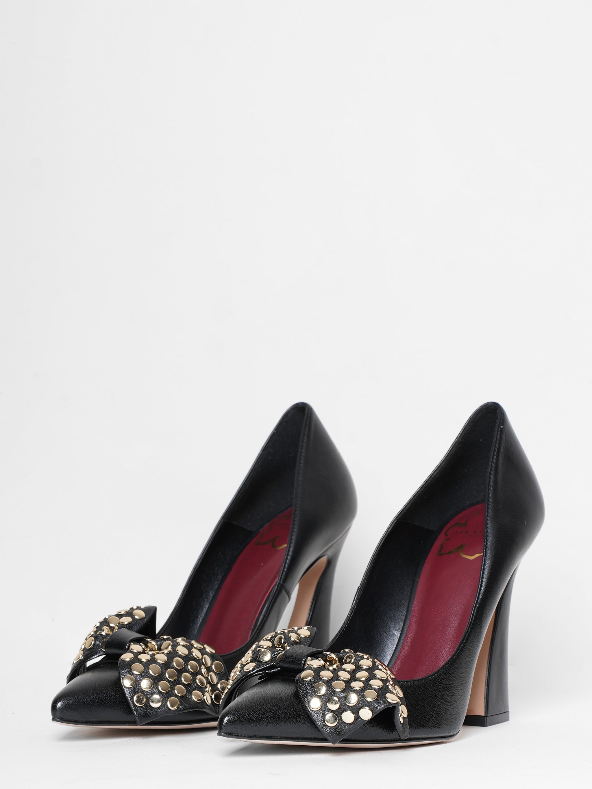 New Ted Baker Leyma Studded Bow Court Block Heels