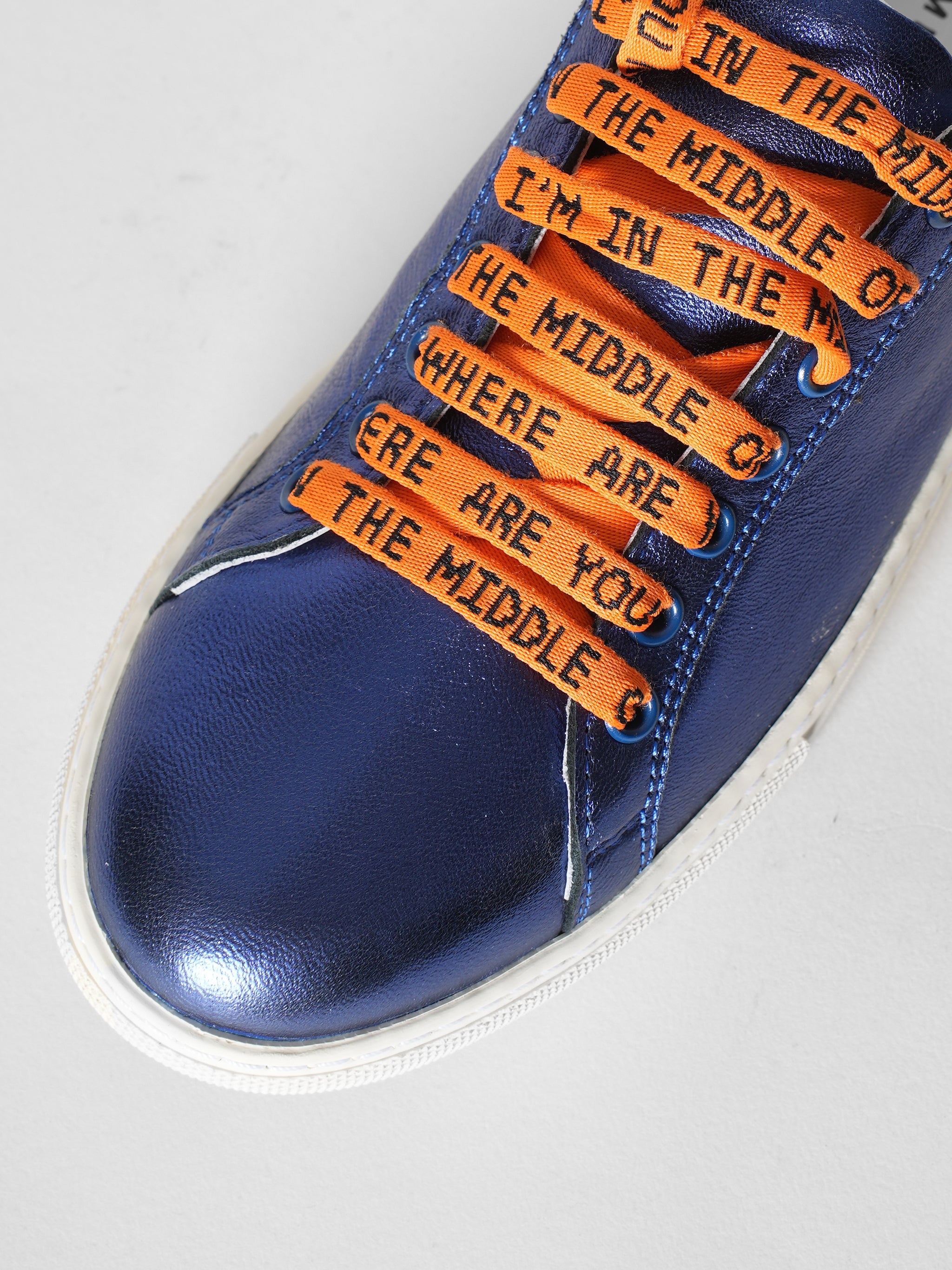 New Mira Mikati Rare Blue & Orange Leather Whatever Sneakers