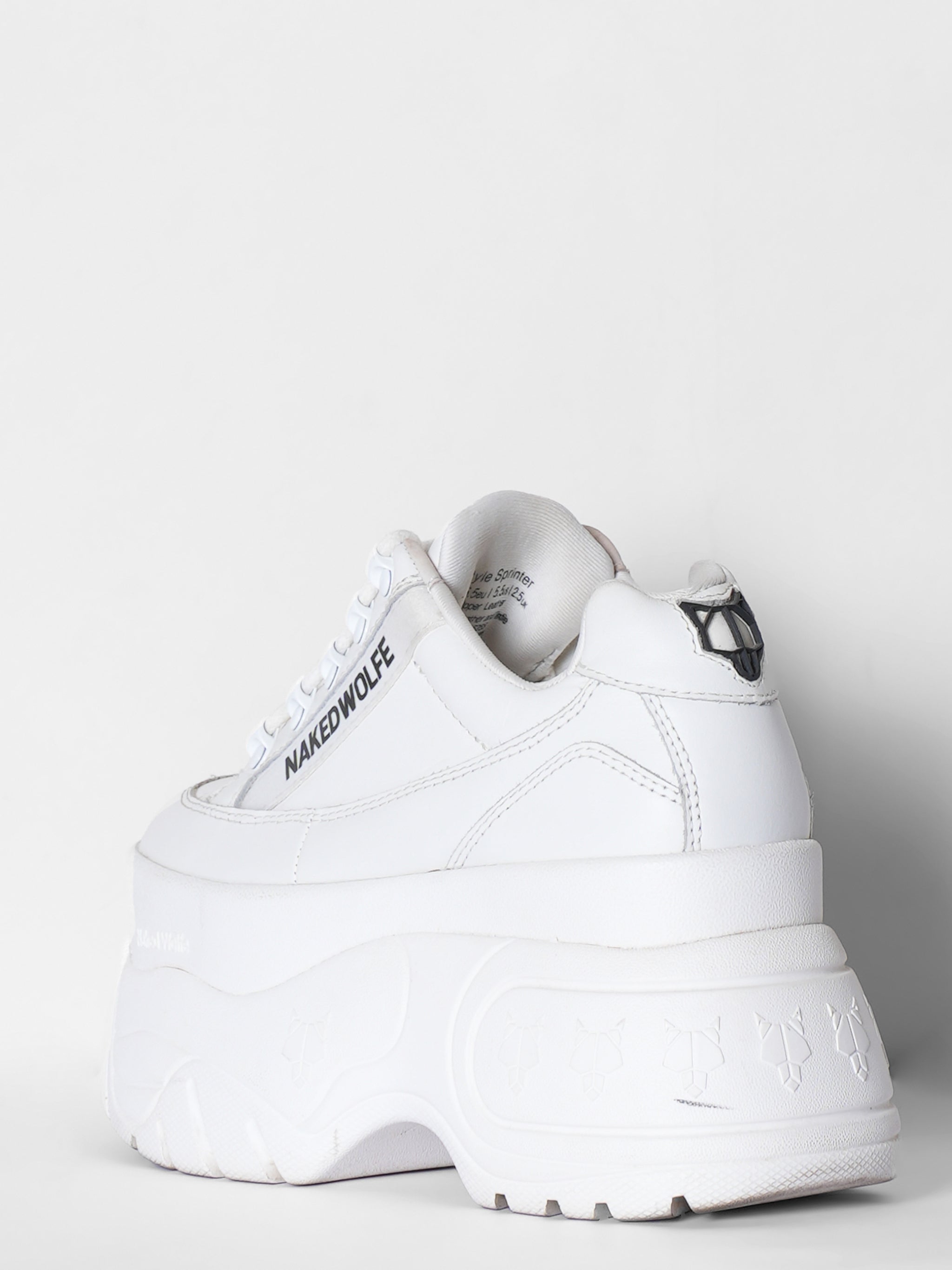 Naked Wolfe Sprinta White Leather Mega Platform Sneakers