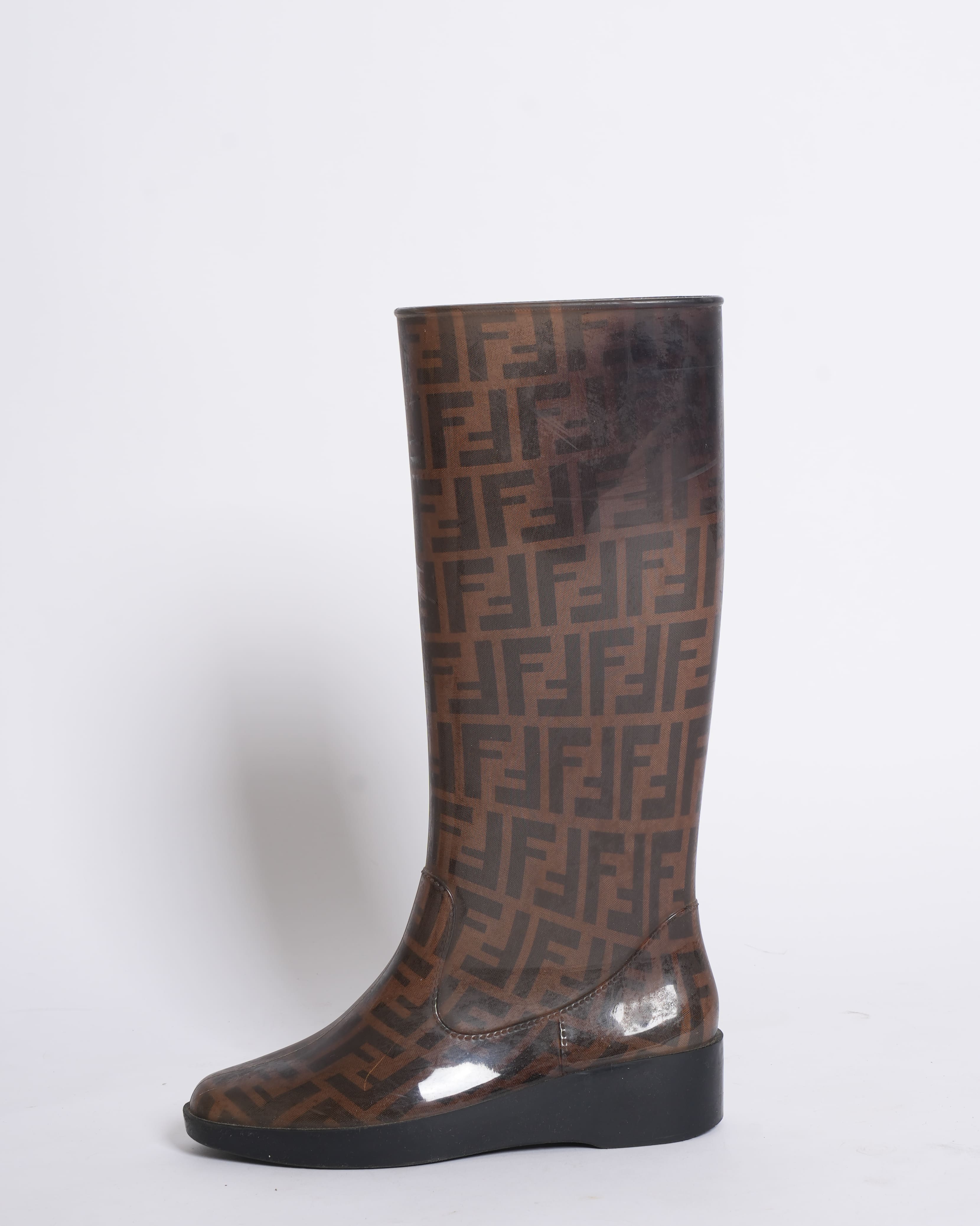 Fendi zucca rubber high boots
