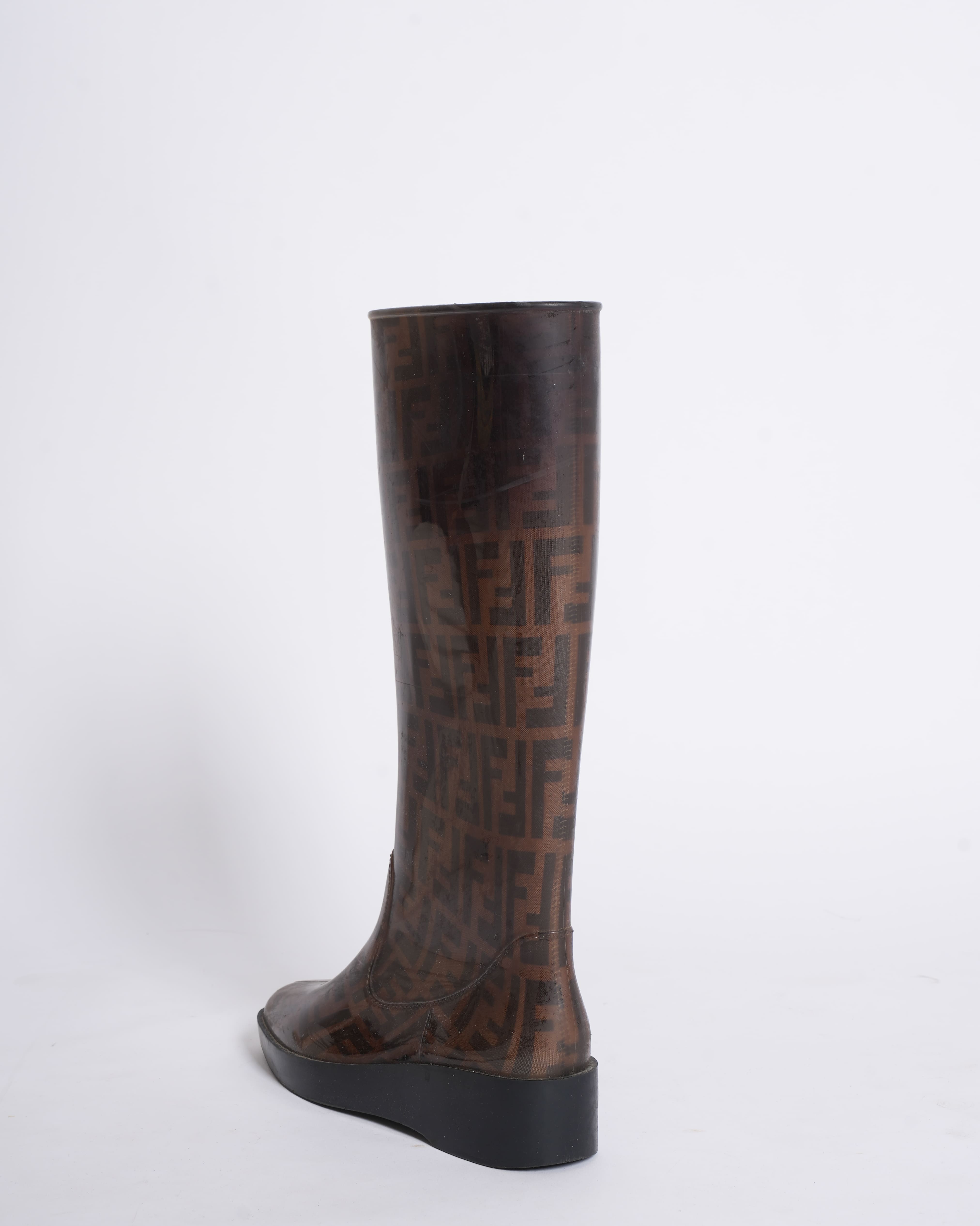 Fendi zucca rubber high boots