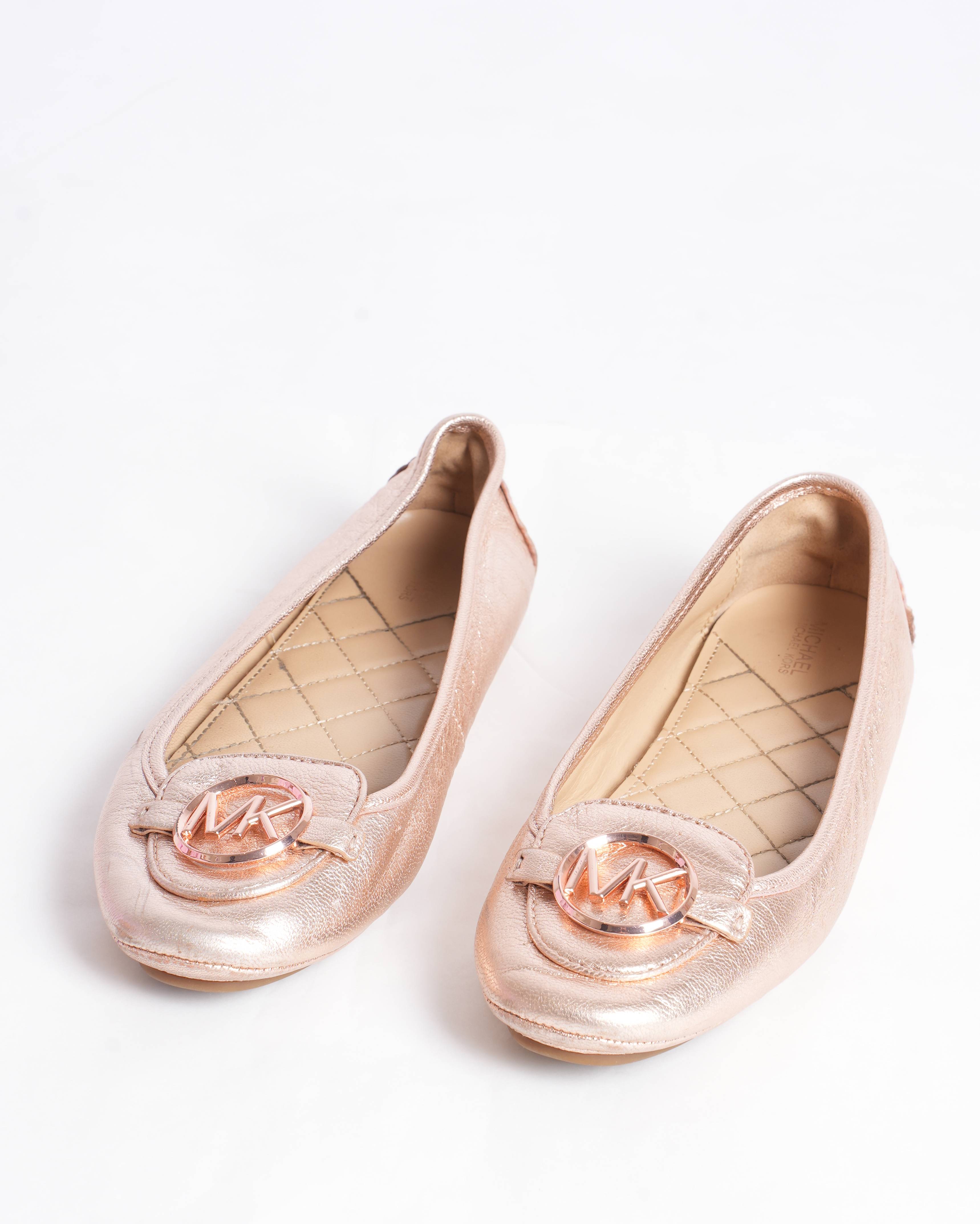 Michael kors metallic embossed ballet flats