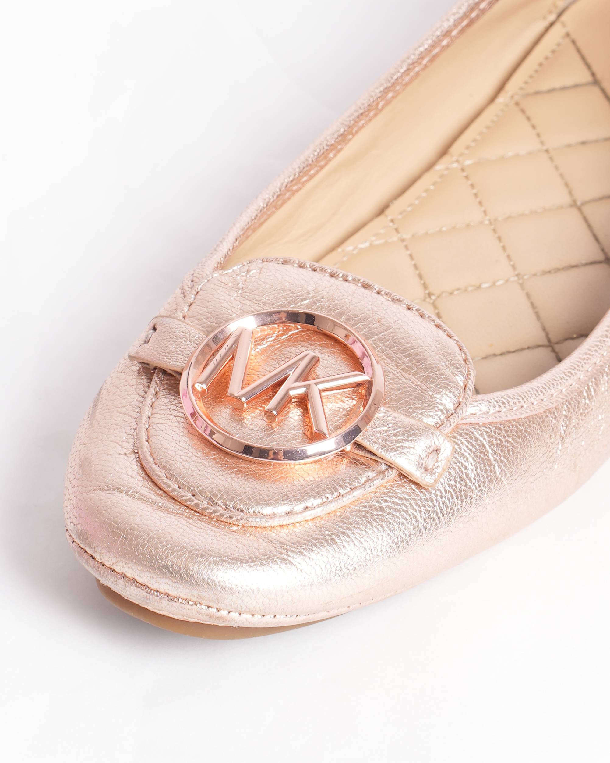 Michael kors metallic embossed ballet flats