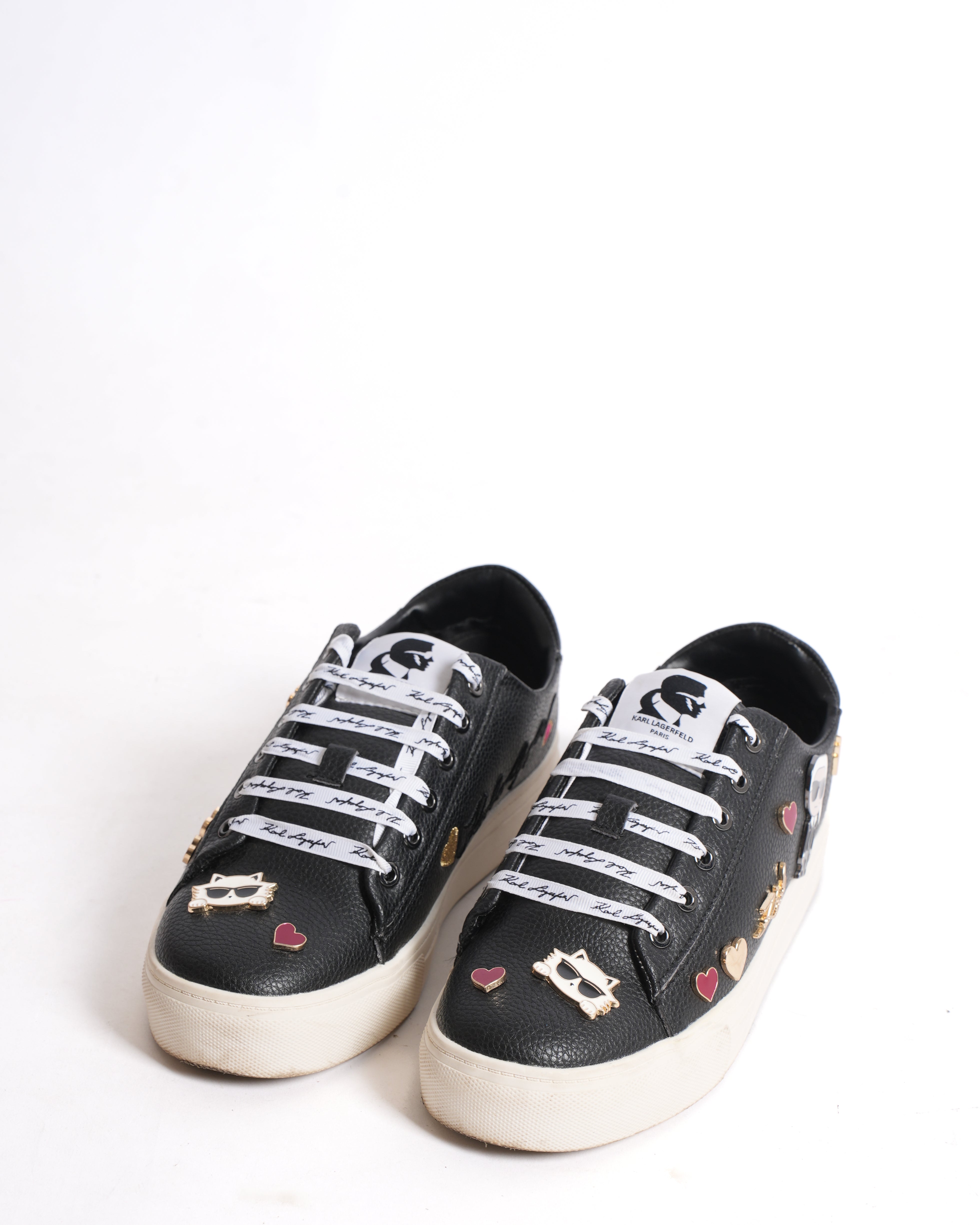 Karl Lagerfeld Women's Lace Up Sneakers WIth Charms
