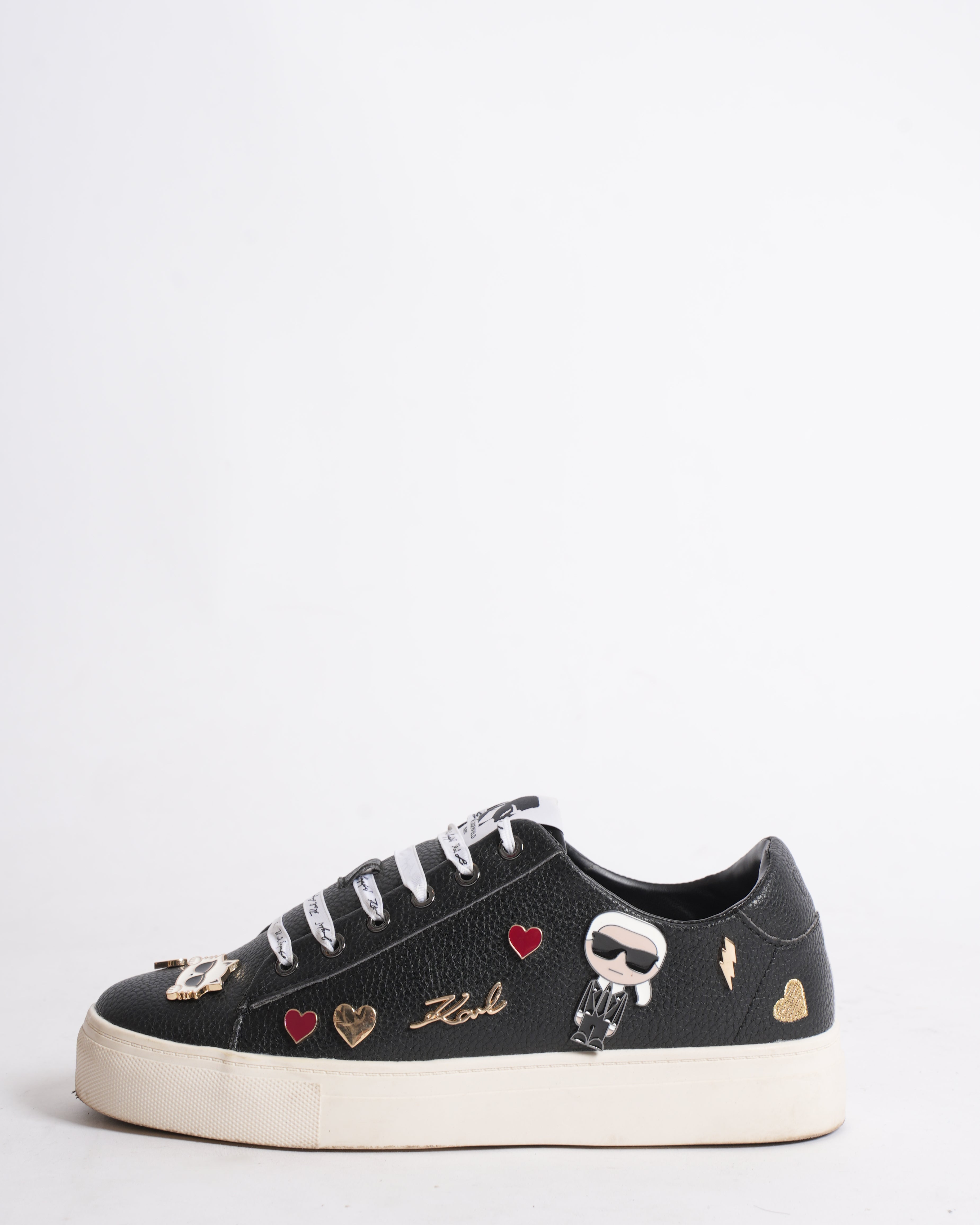 Karl Lagerfeld Women's Lace Up Sneakers WIth Charms