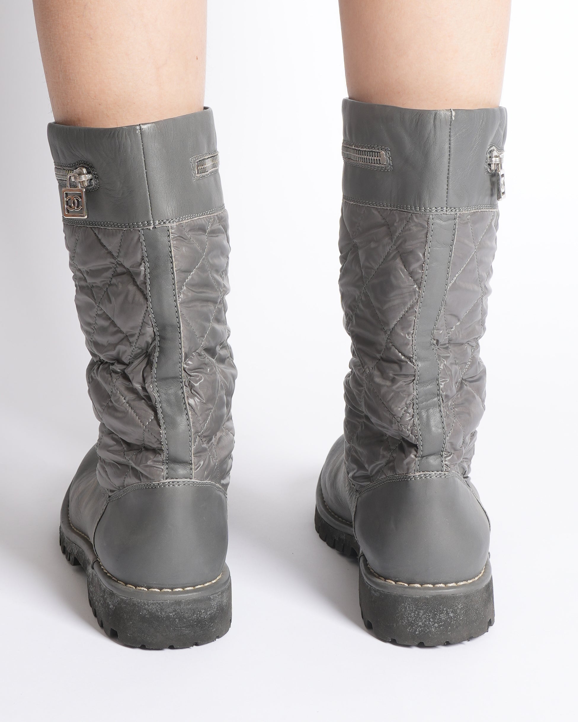 Chanel Quilted Leather Biker Women's Boots