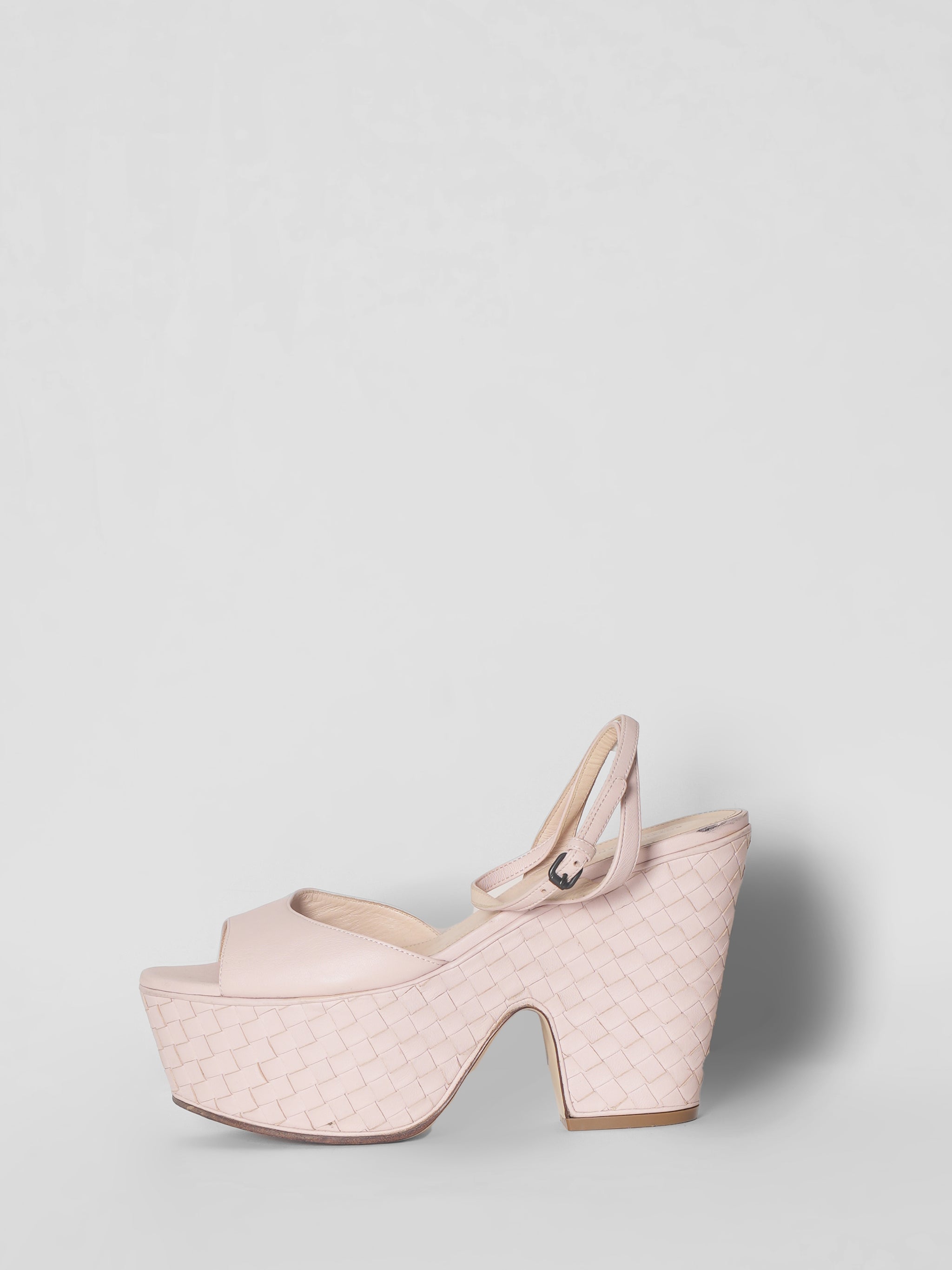 Bottega Veneta Pink Leather Platform Ankle Strap