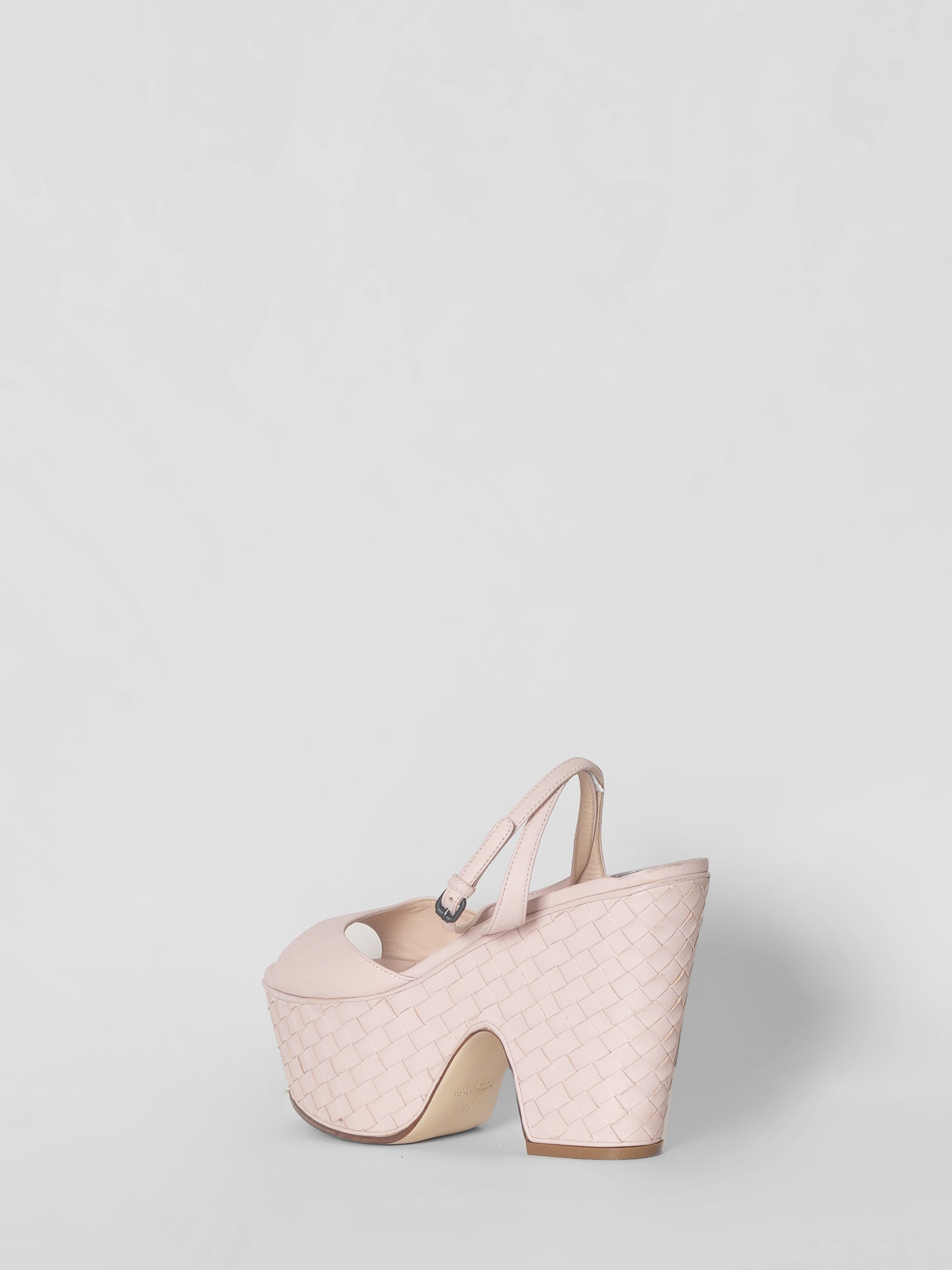 Bottega Veneta Pink Leather Platform Ankle Strap