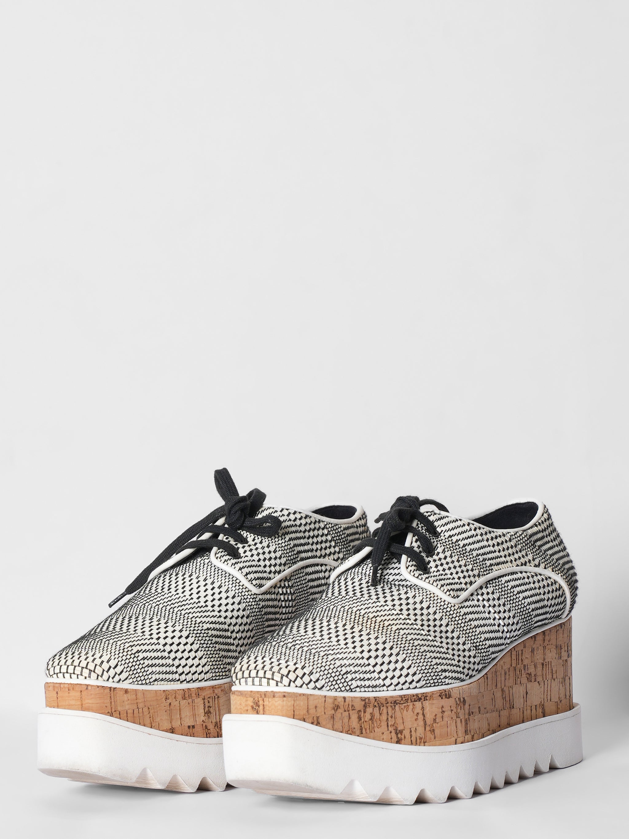 Stella McCartney Black & White Faux Leather Elyse Platform Derby Sneakers