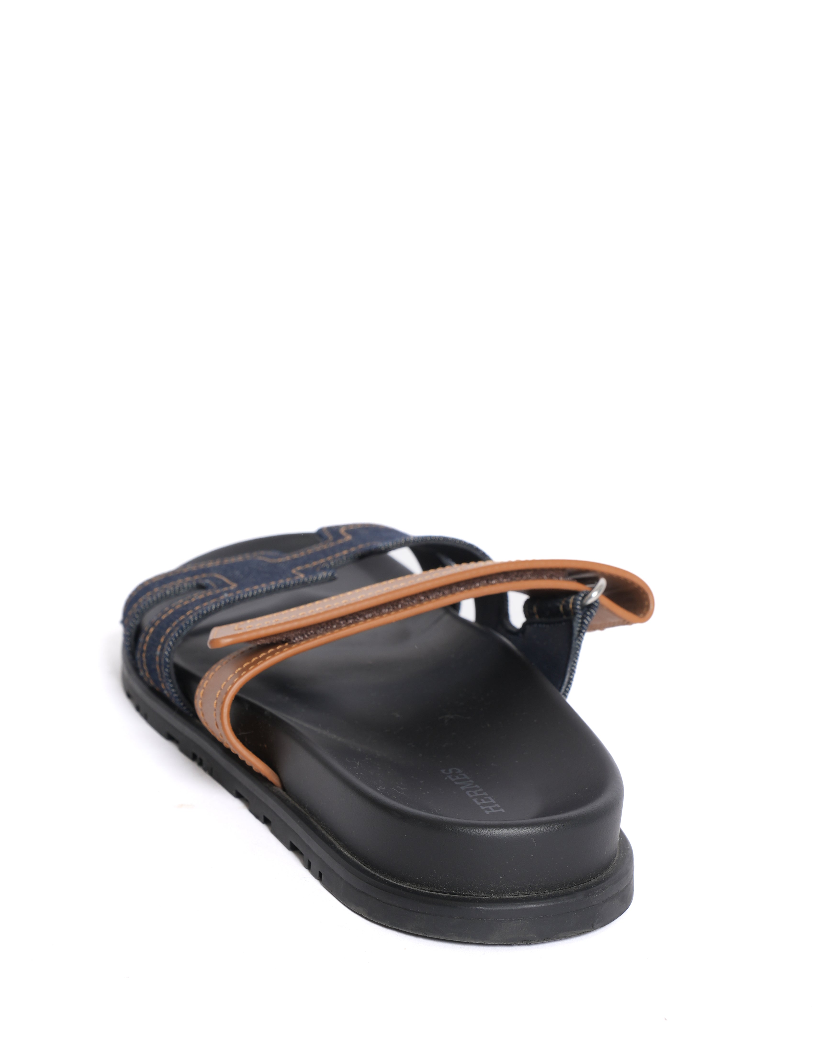 Hermès Men's Chypre Sandals in Denim and Calfskin