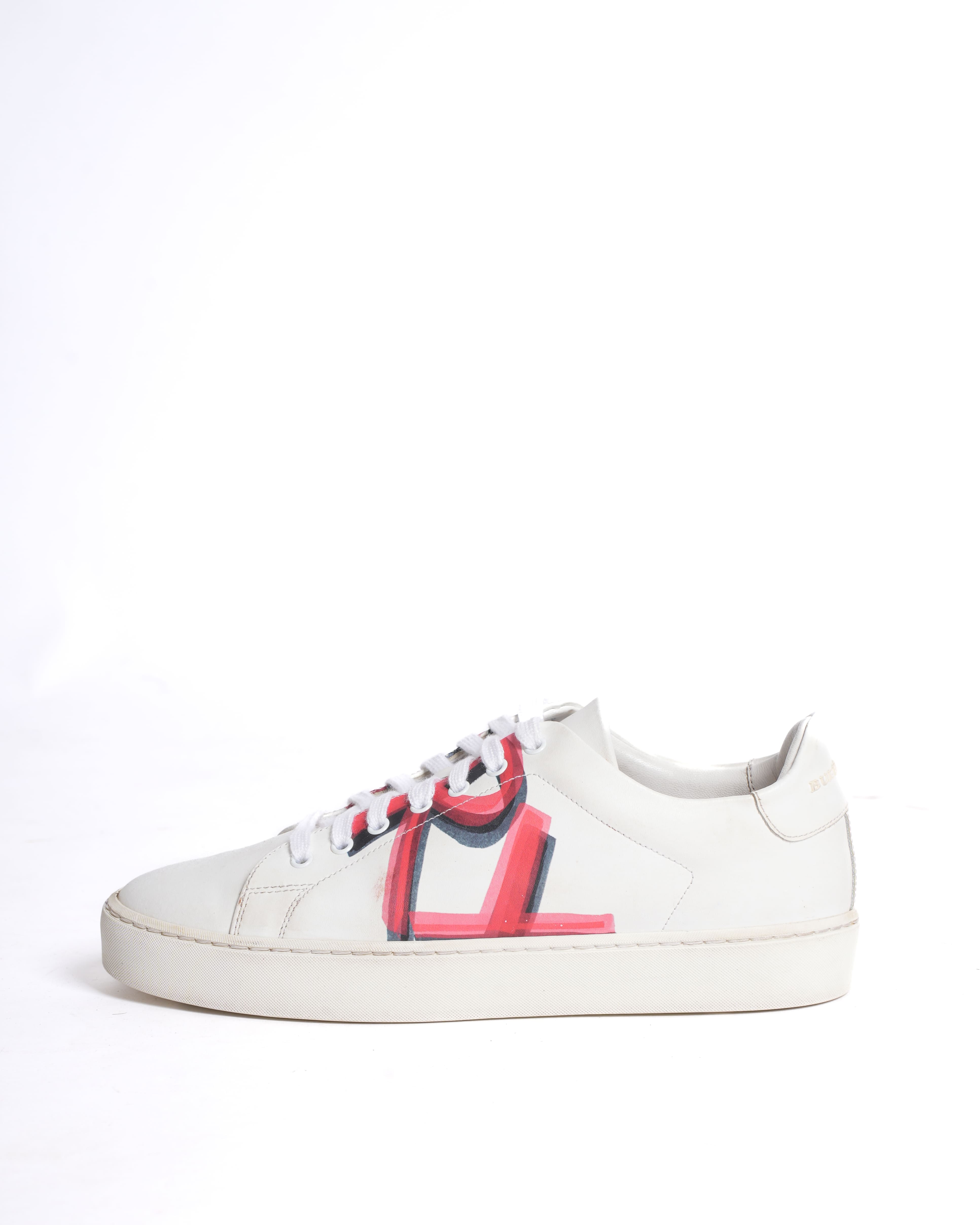 Burberry Graffiti Print Leather Sneakers