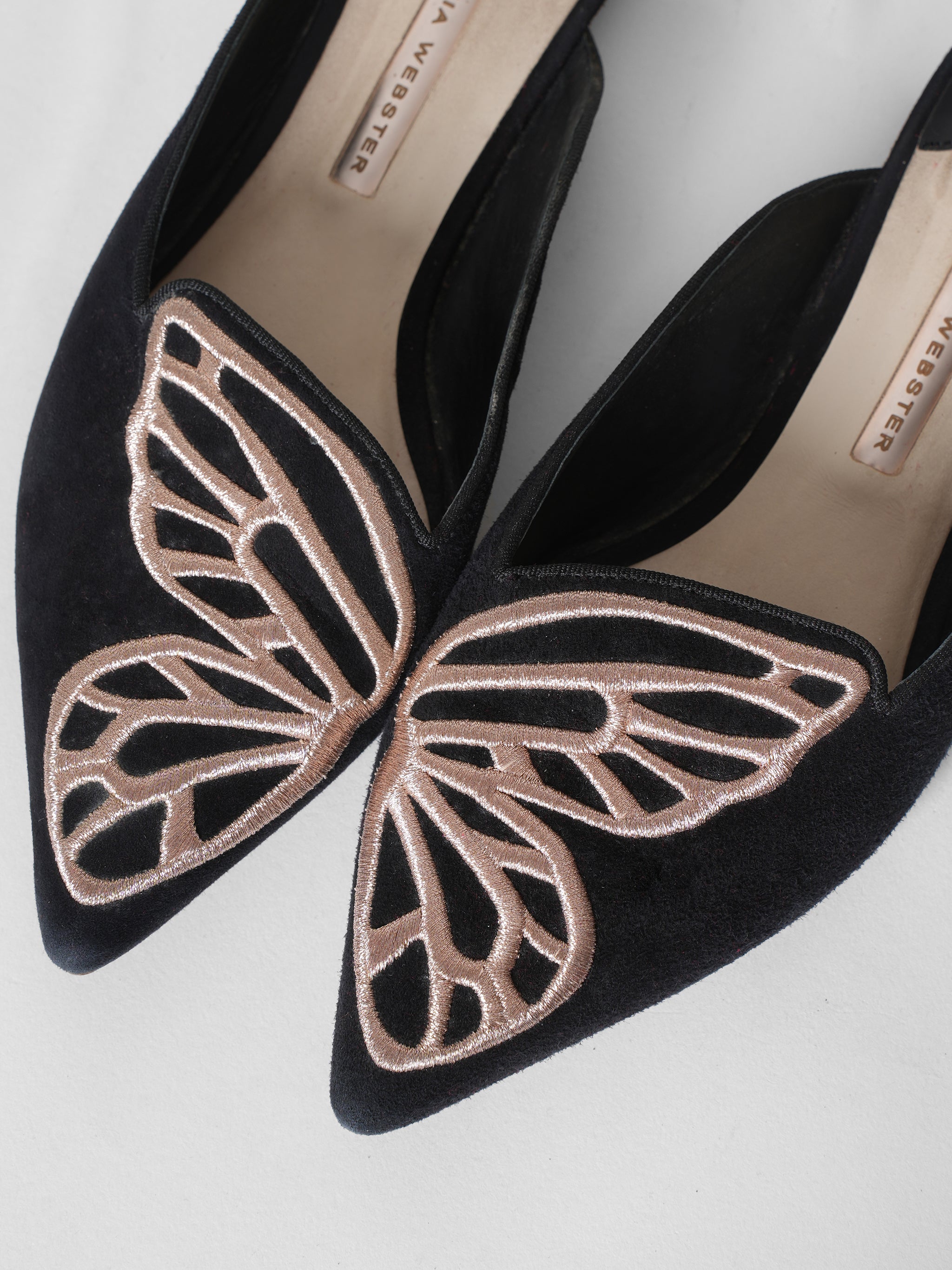 Sophia Webster Butterfly Embroidery Black Shoes