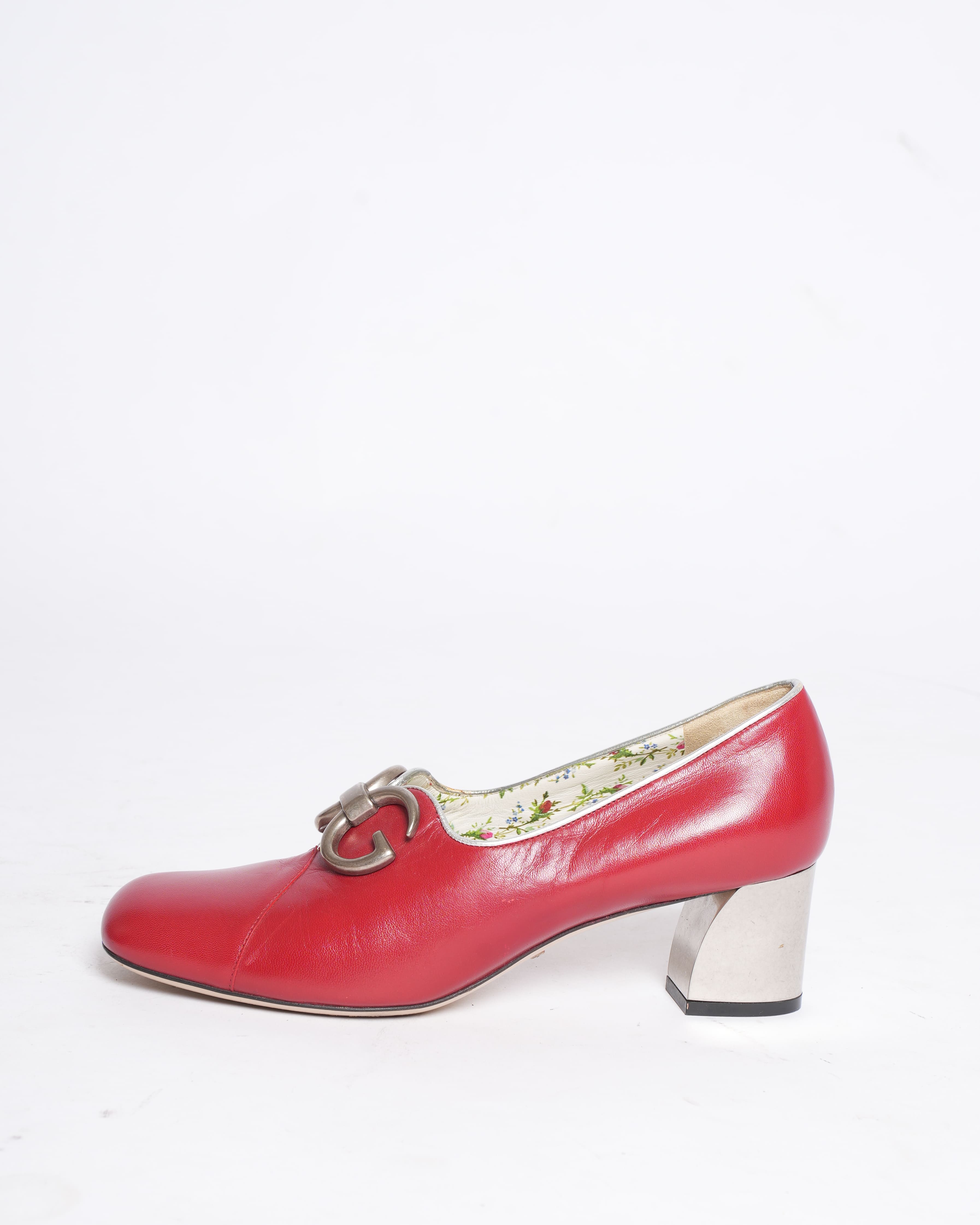 Gucci Biba Heel Loafers in Red