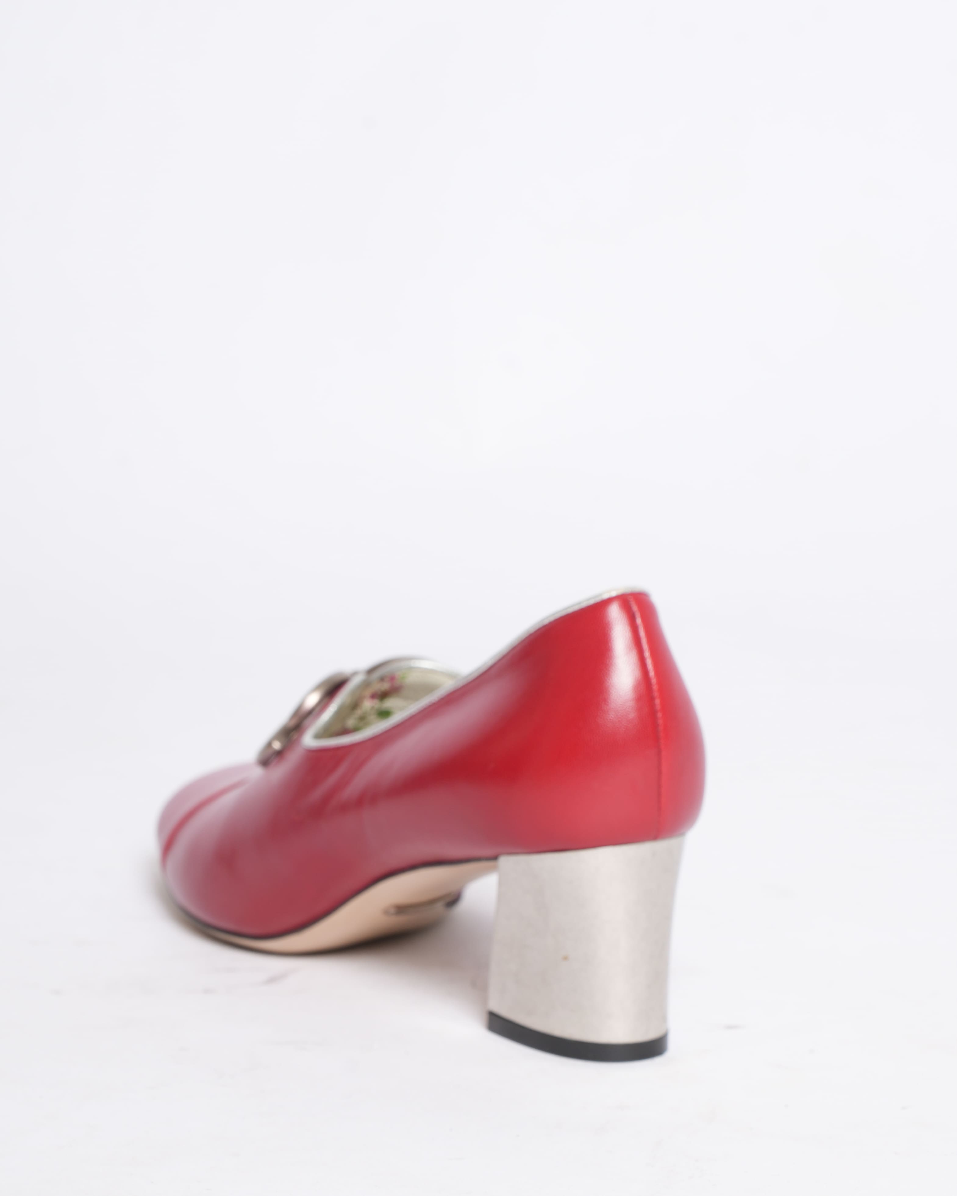 Gucci Biba Heel Loafers in Red