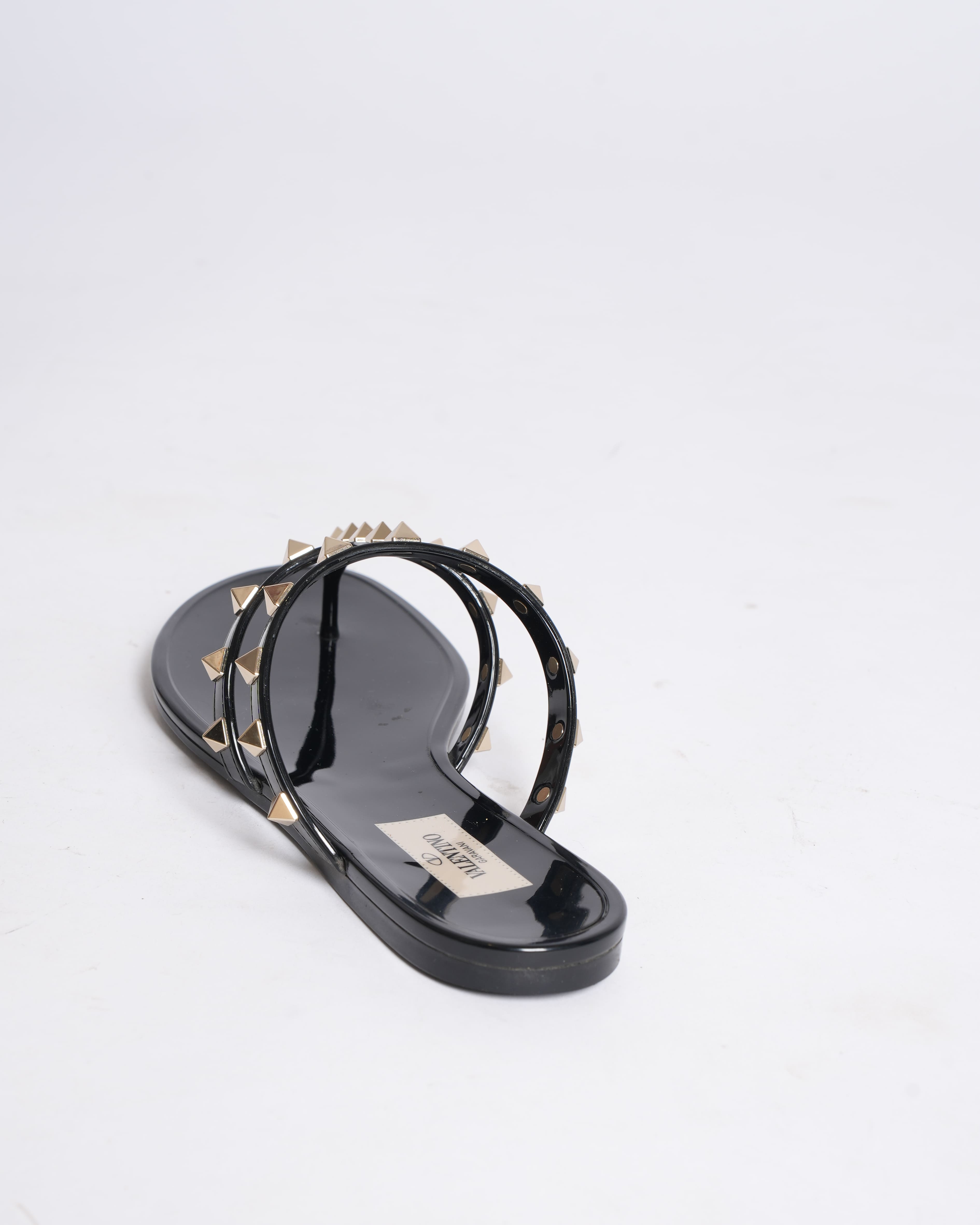 Valentino Spike Rubber Flats in Black