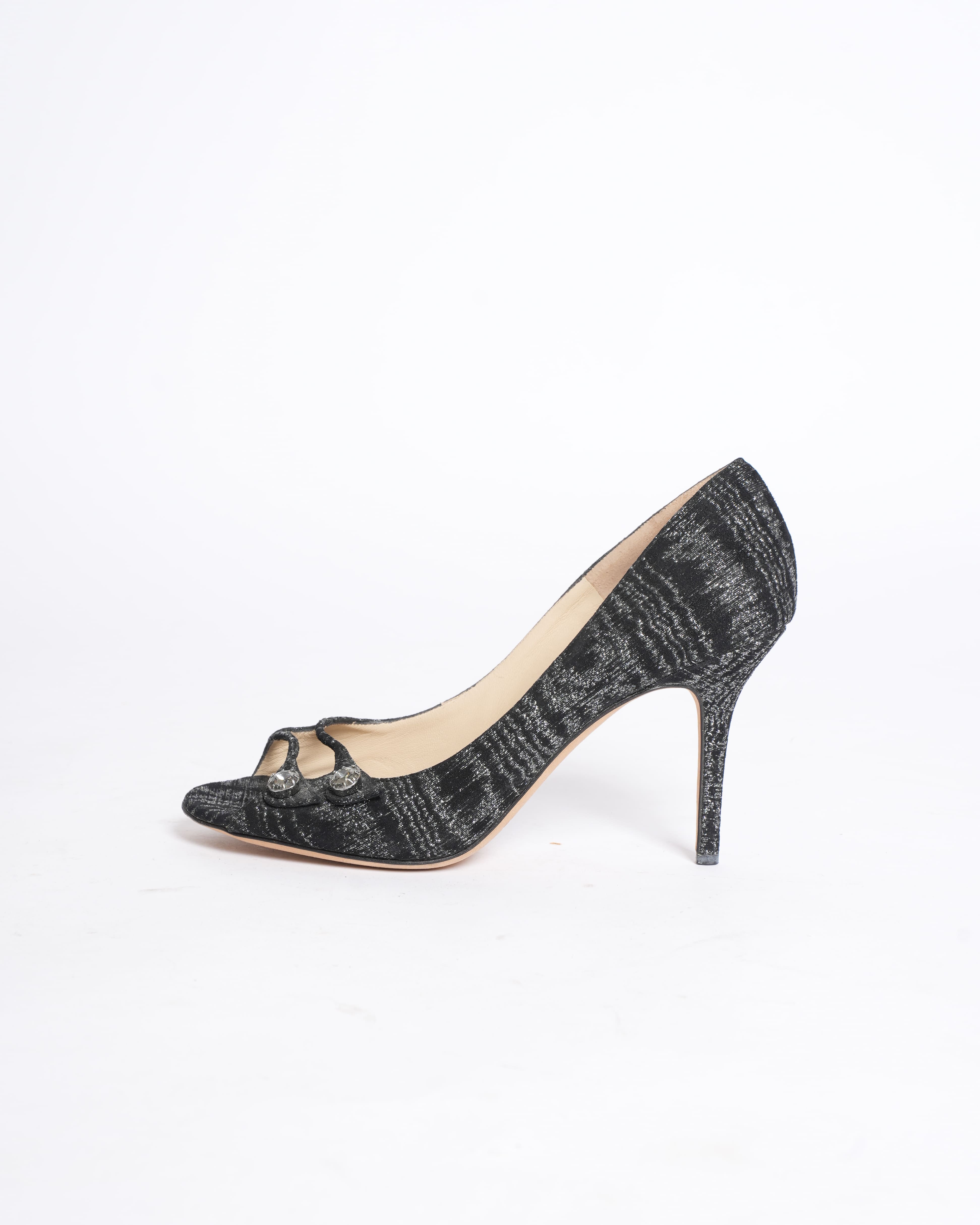Jimmy Choo Black Glitter Heels