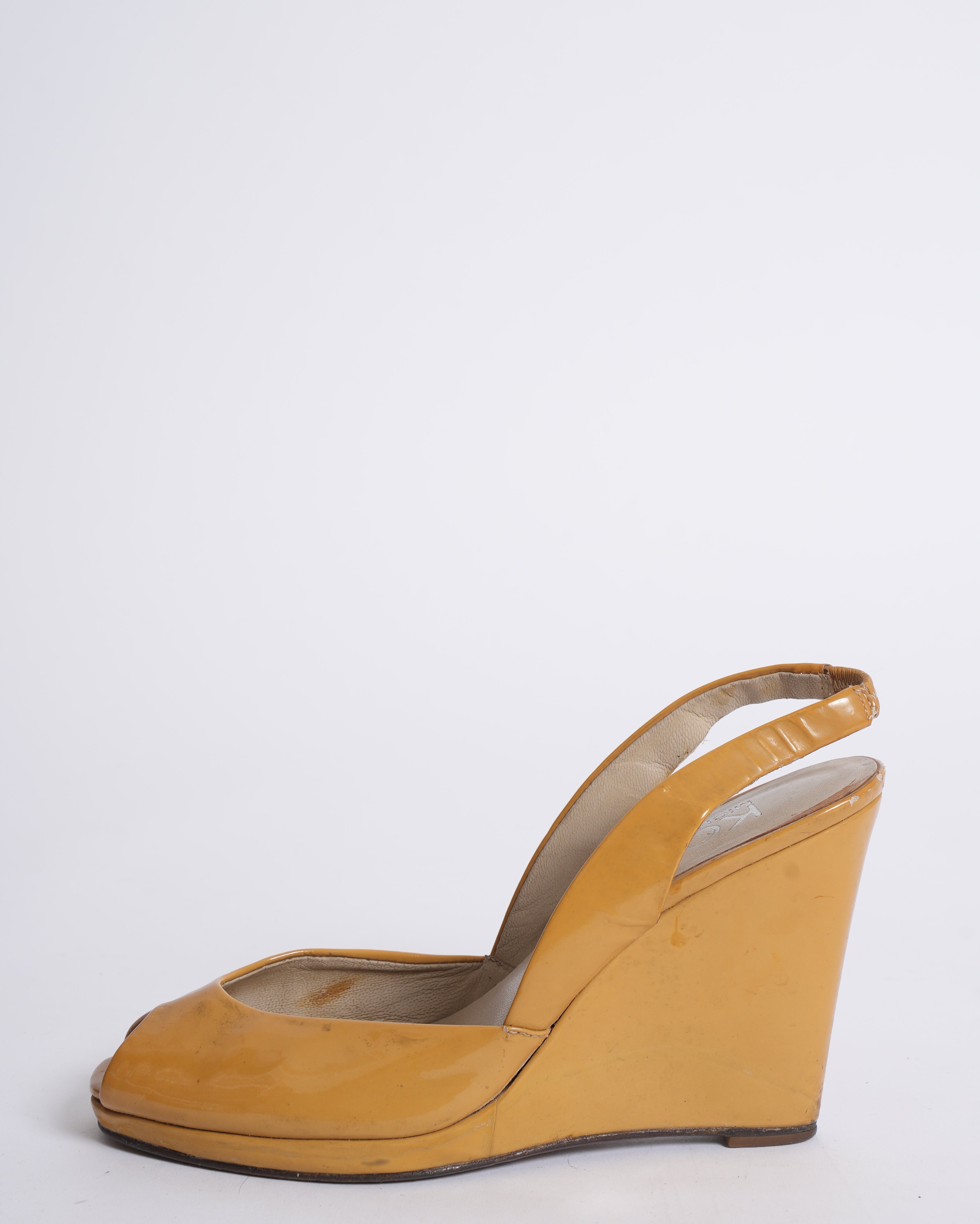 MK Patent Leather Heels In Yellow