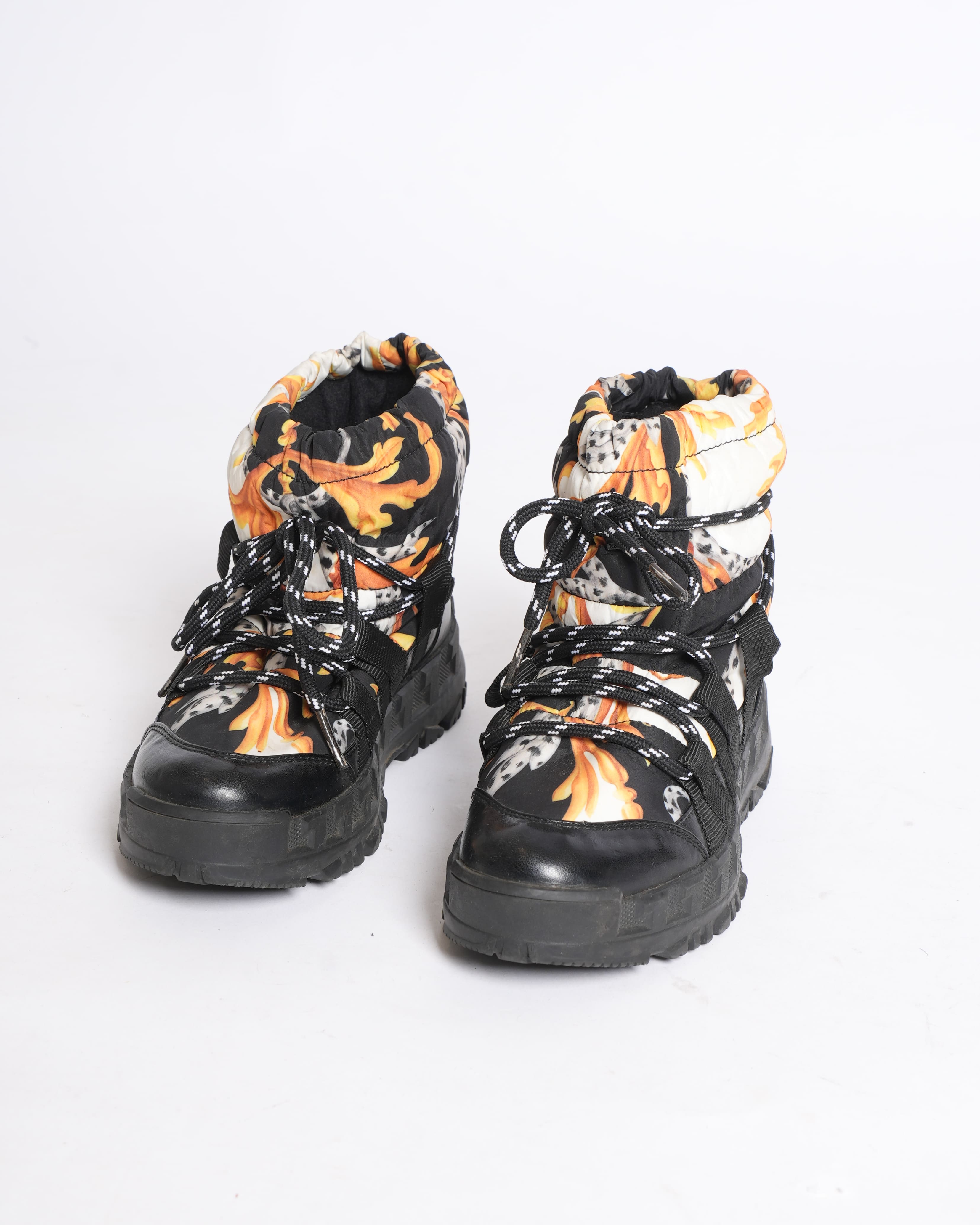 Versace Boys Printed Boots in Orange & Black