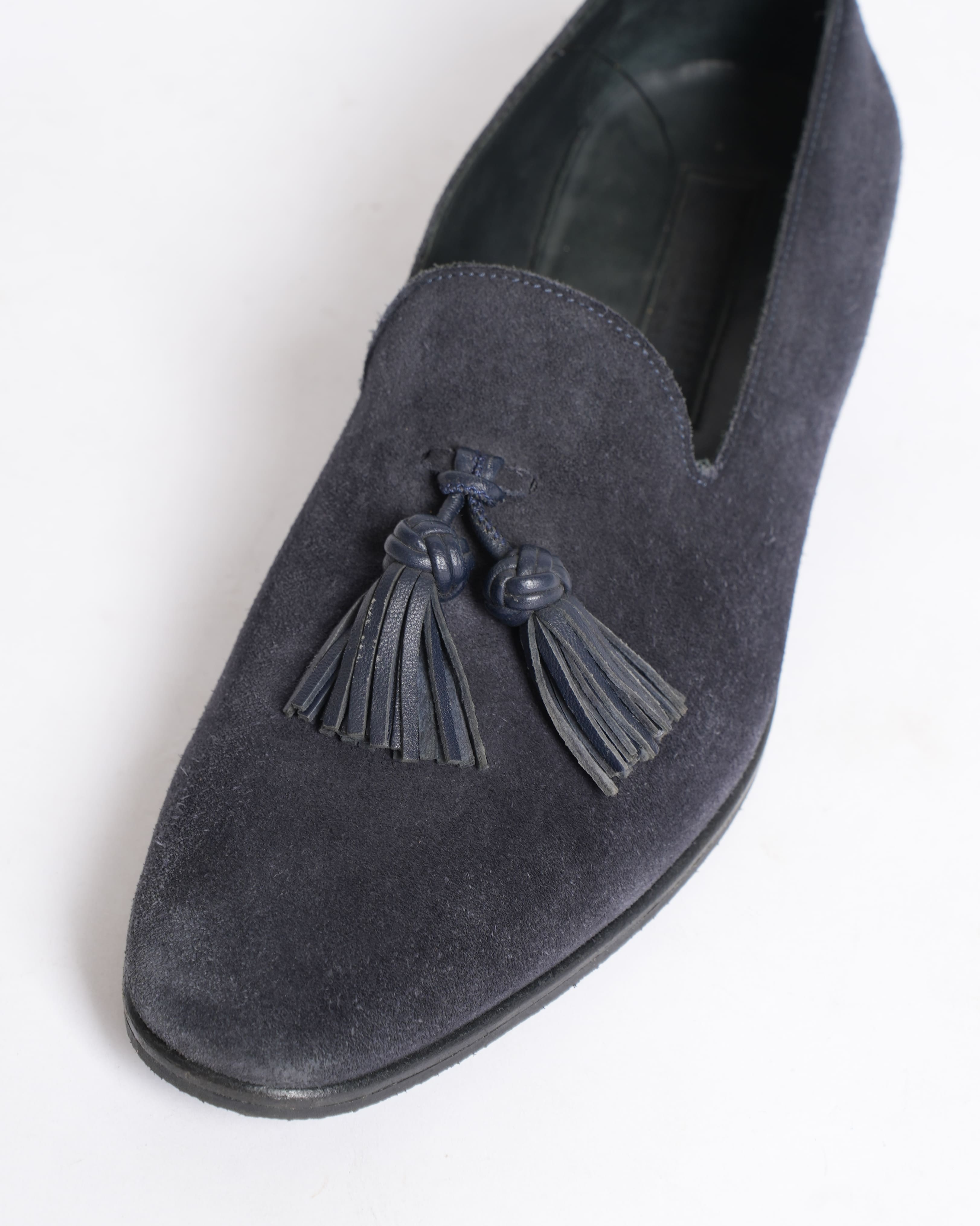 Burberry Monogram Motif Velvet and Leather Loafers