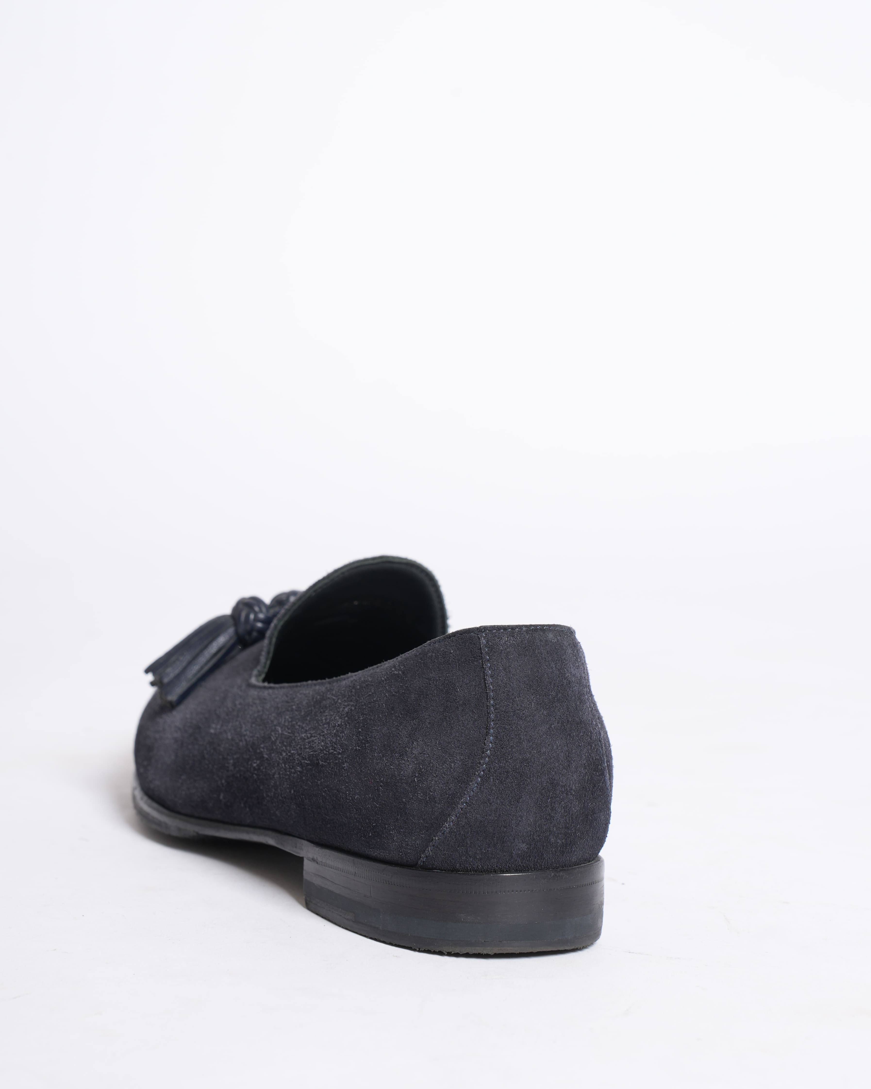 Burberry Monogram Motif Velvet and Leather Loafers