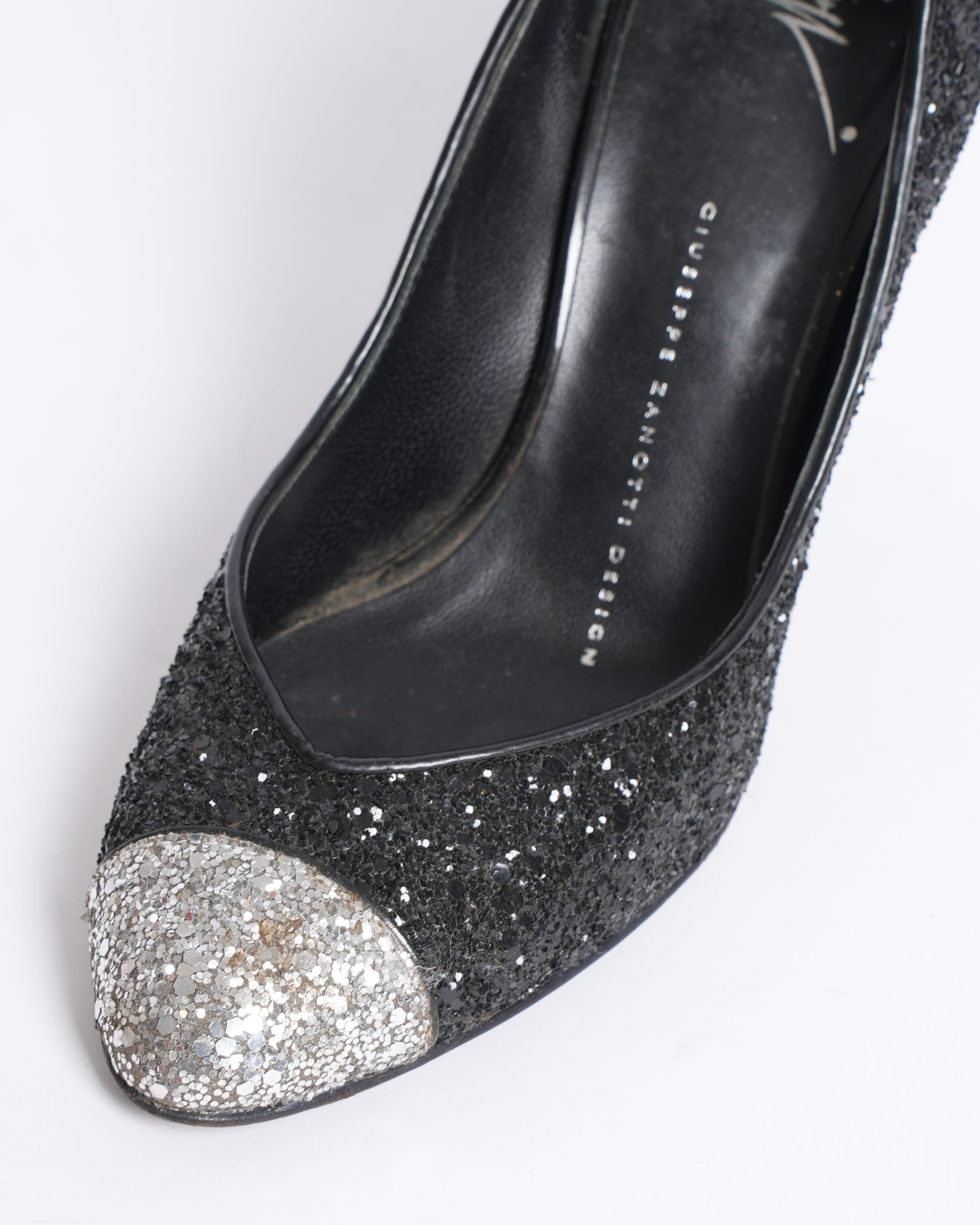 Giuseppe Zanotti Glitter Pumps in Black & Silver
