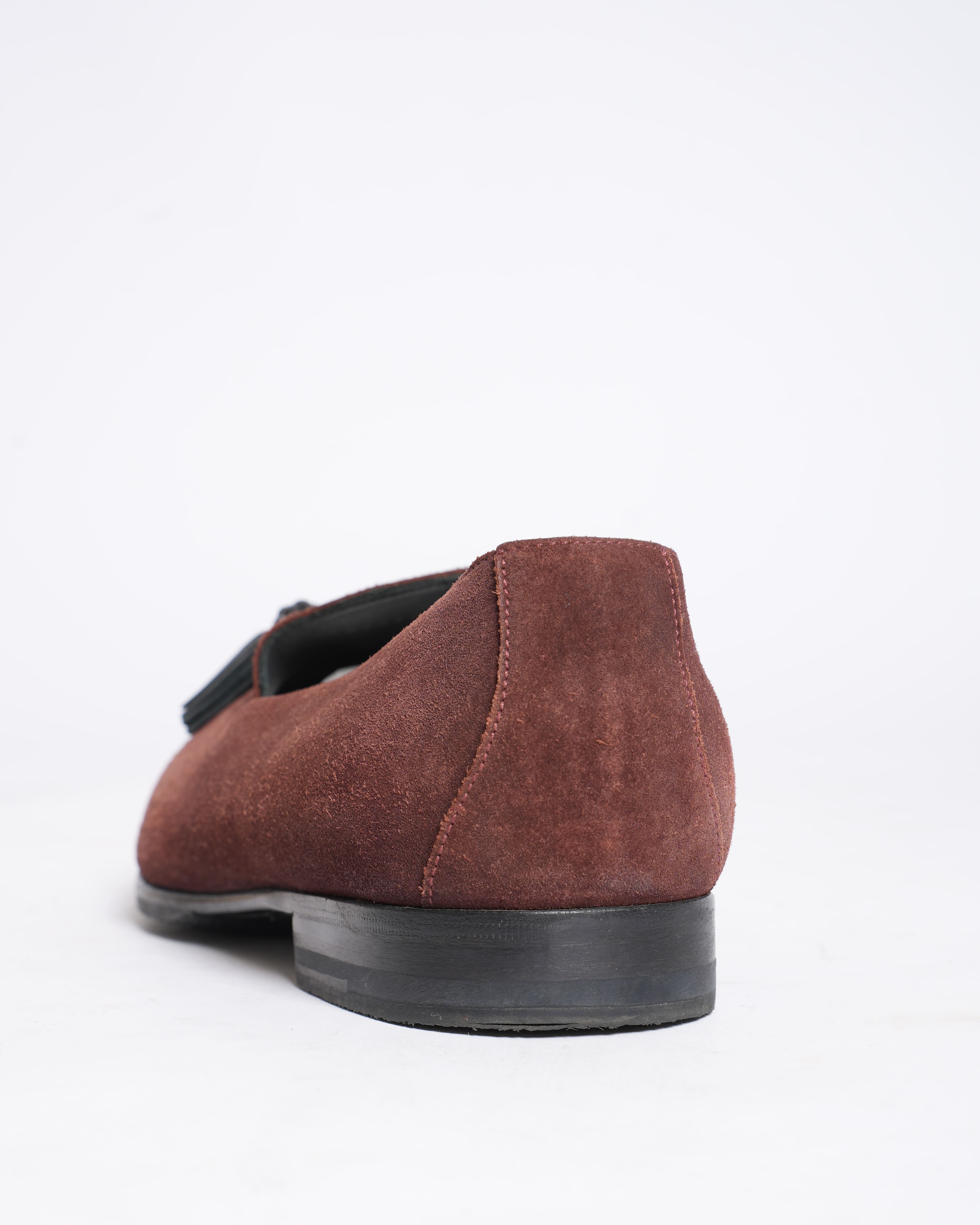 Burberry Velvet Tassel Slip-On Loafers in Maroon