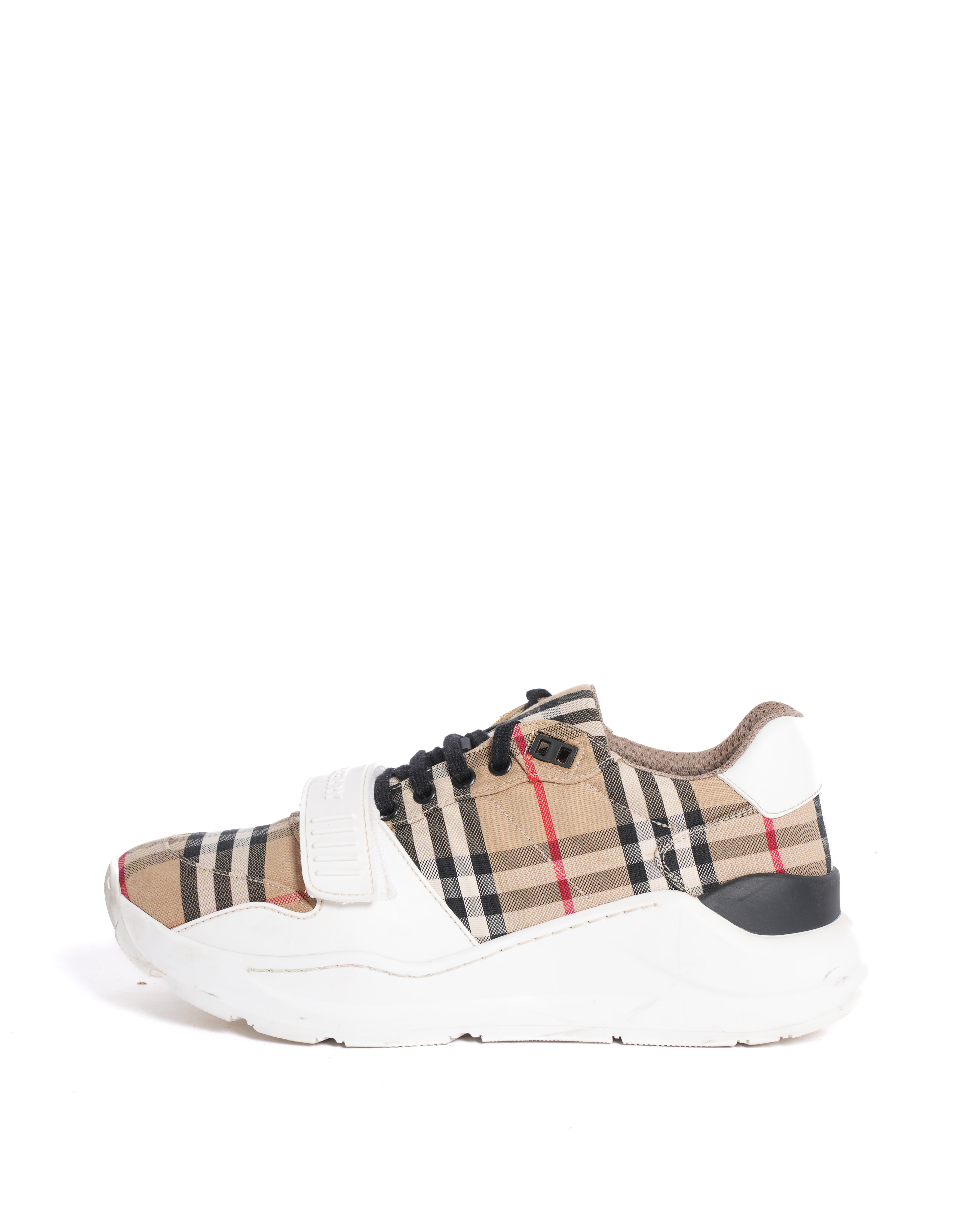 Burberry Vintage Check Low-Top Sneakers in Archive Beige with Logo Strap