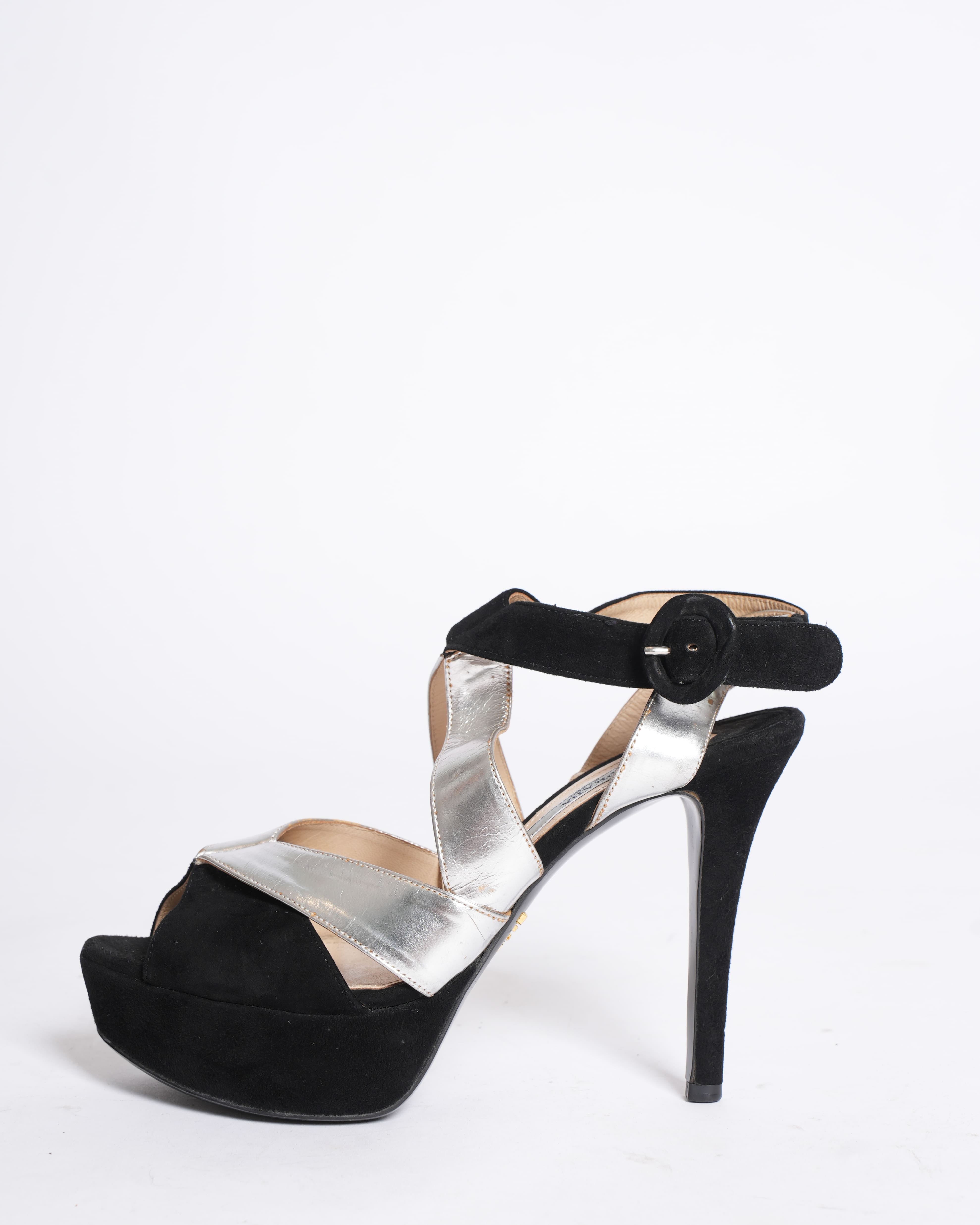 Prada Black Strappy Heels