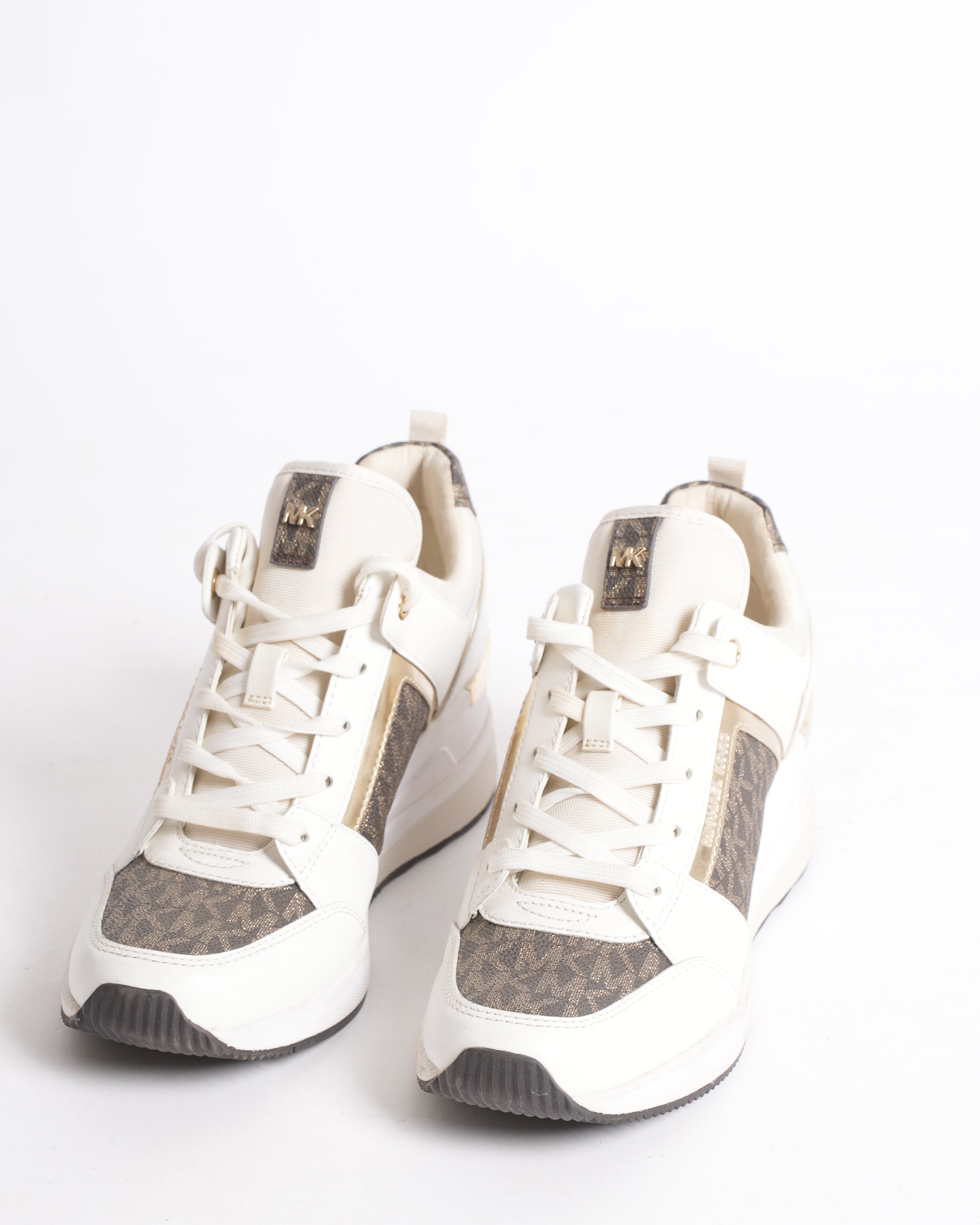 Michael Kors Monogram Women’s Sneakers in White & Brown