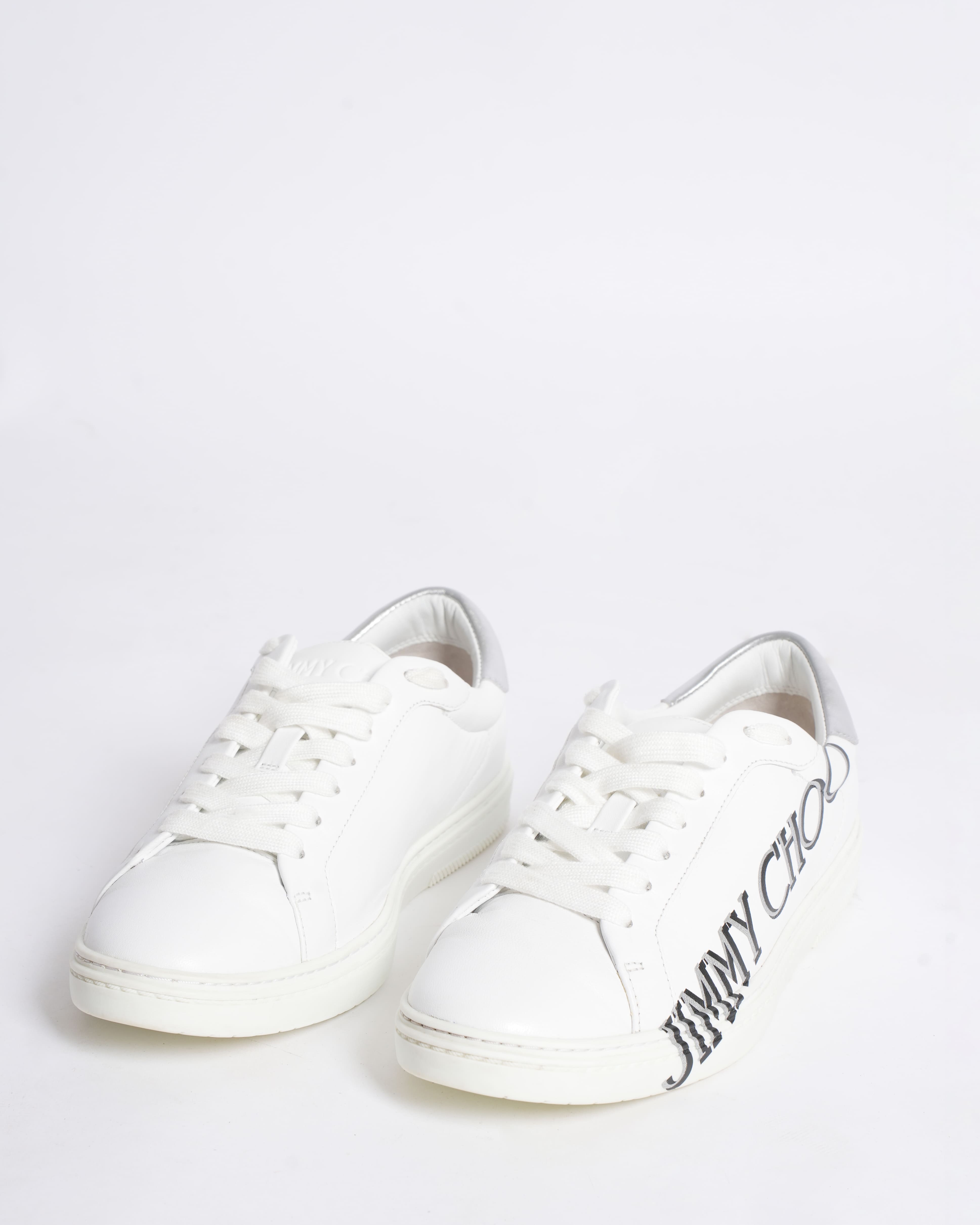 New Jimmy Choo White Lace-Up Sneaker
