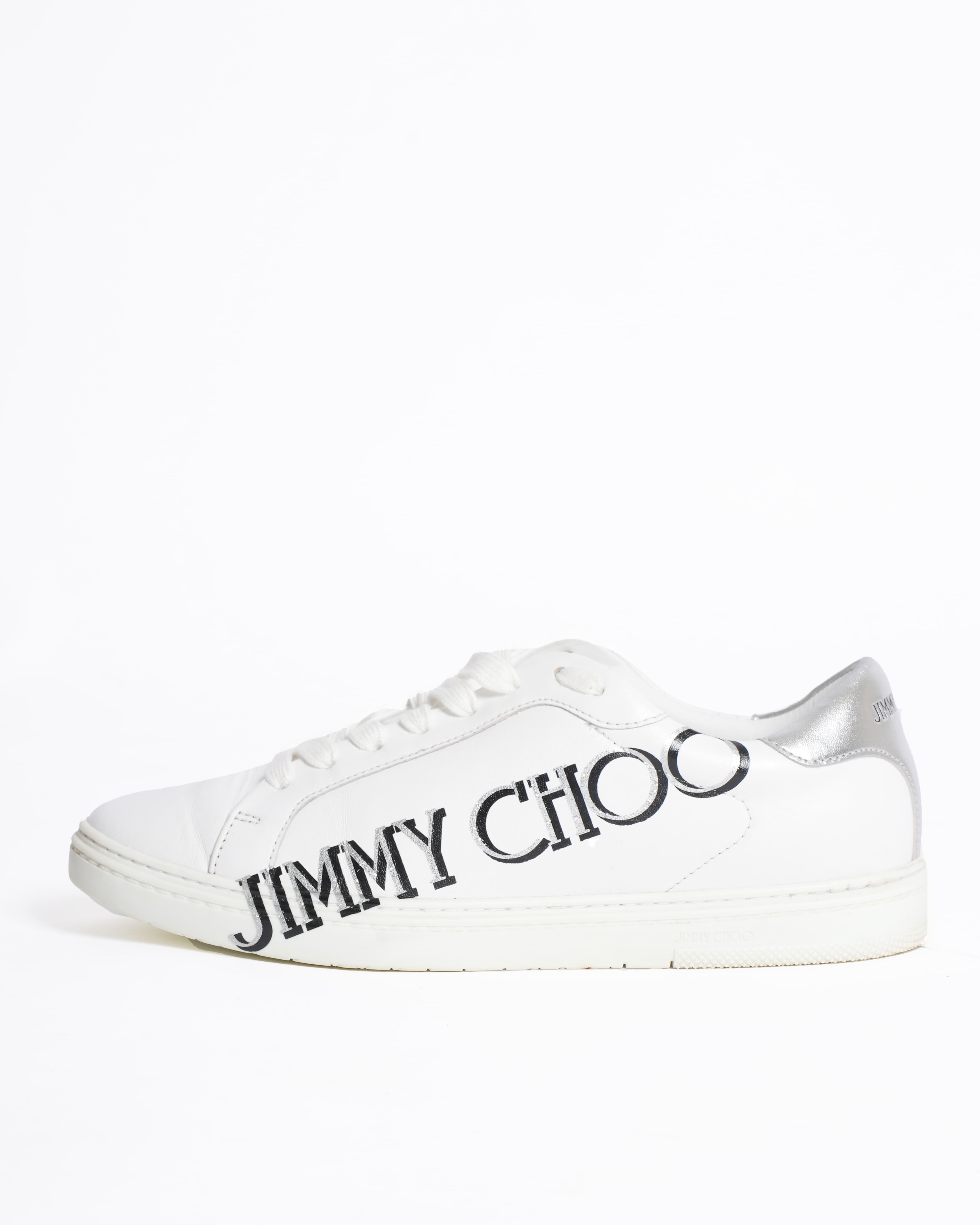 New Jimmy Choo White Lace-Up Sneaker