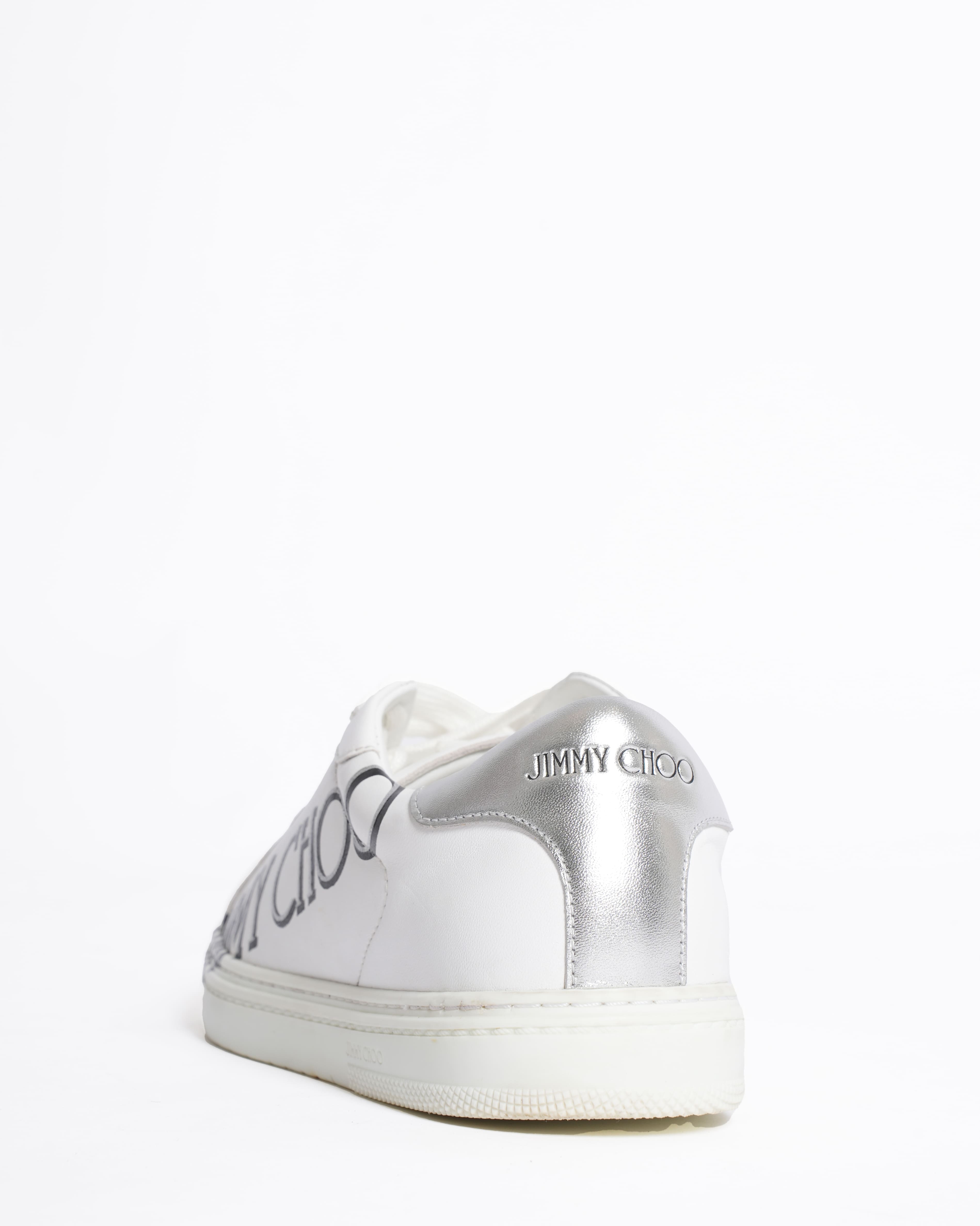 New Jimmy Choo White Lace-Up Sneaker