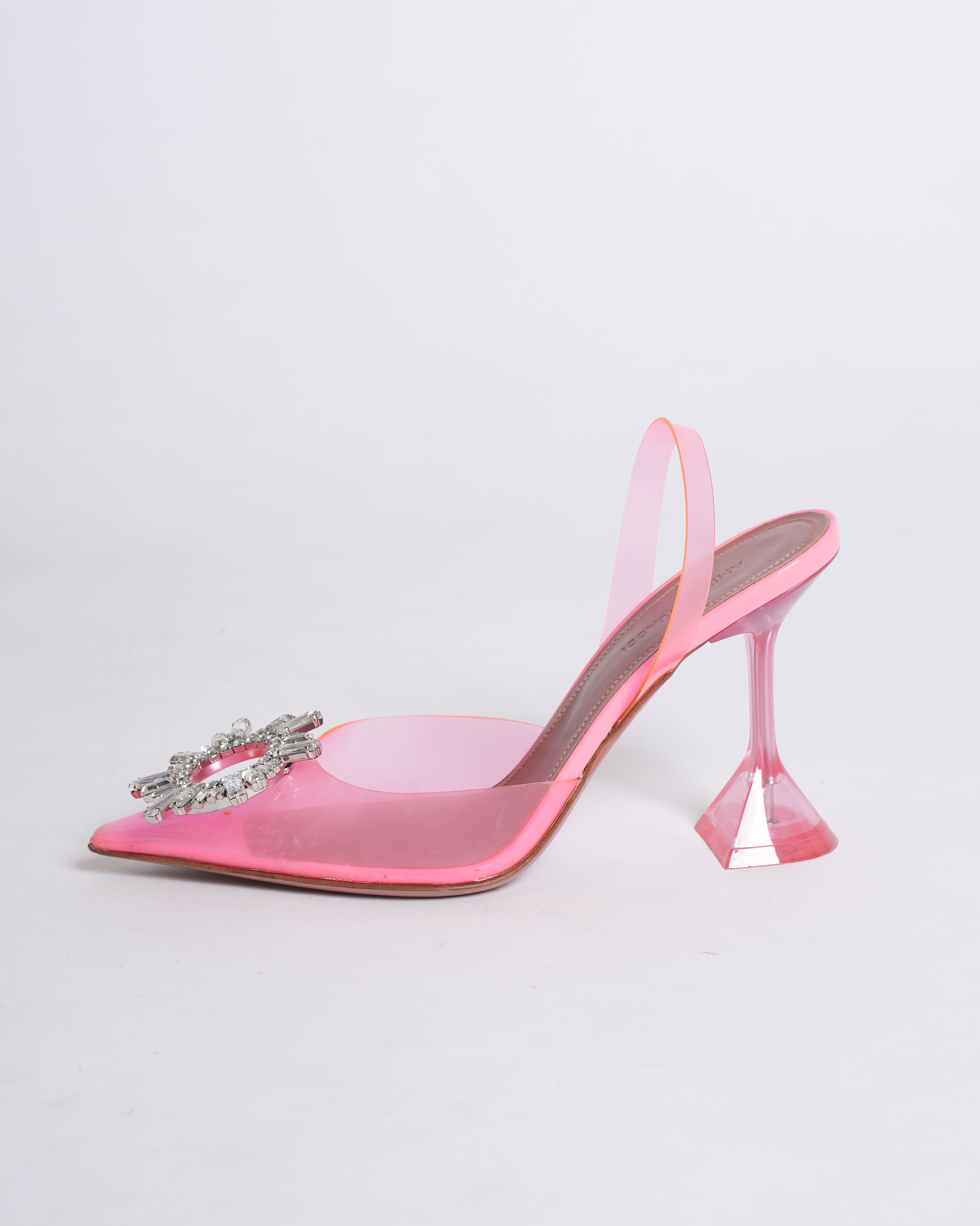 Amina Muaddi Begum Glass Slingback Heels