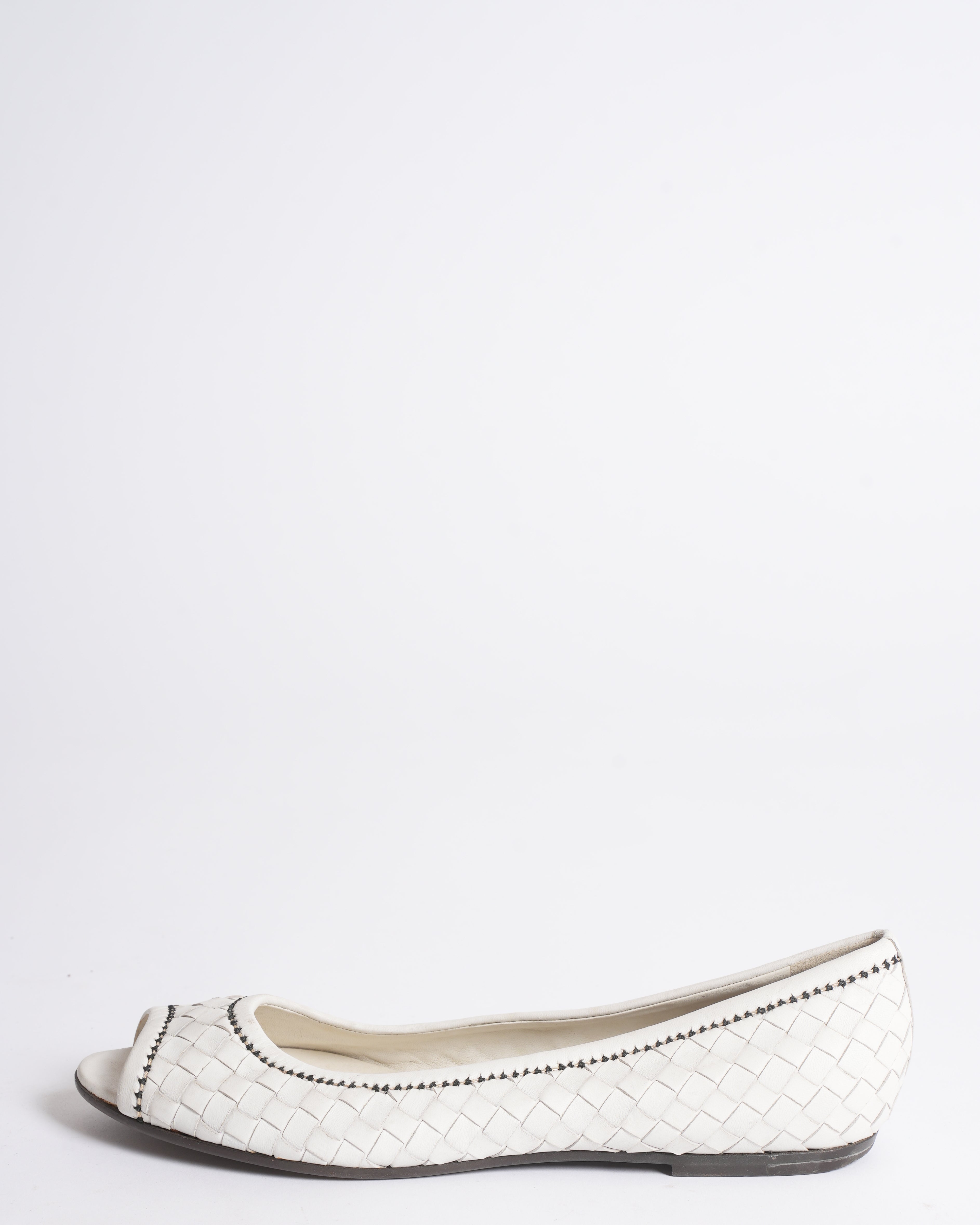 Bottega Veneta Ballet Flats in White