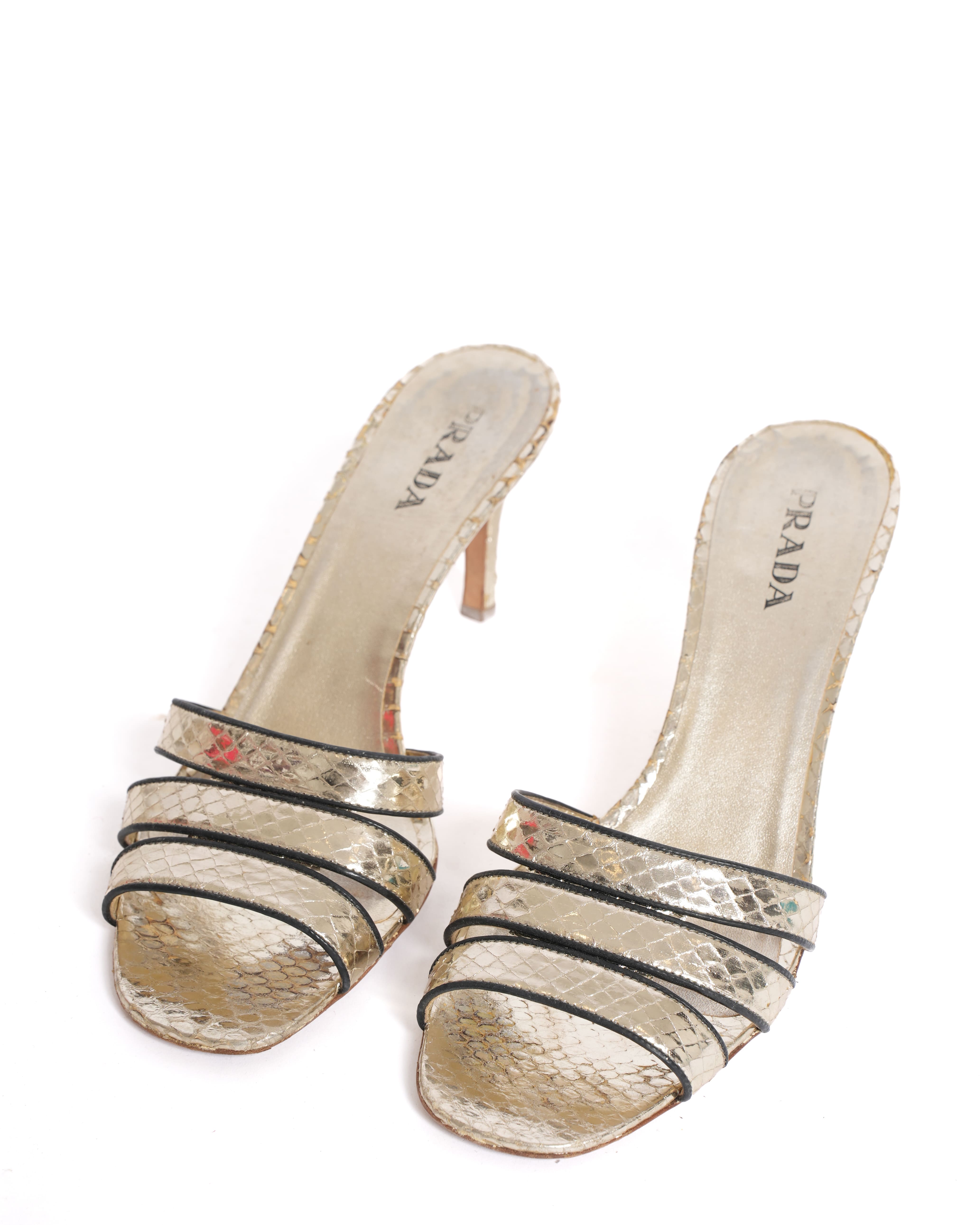 Prada Mules in Gold Tone