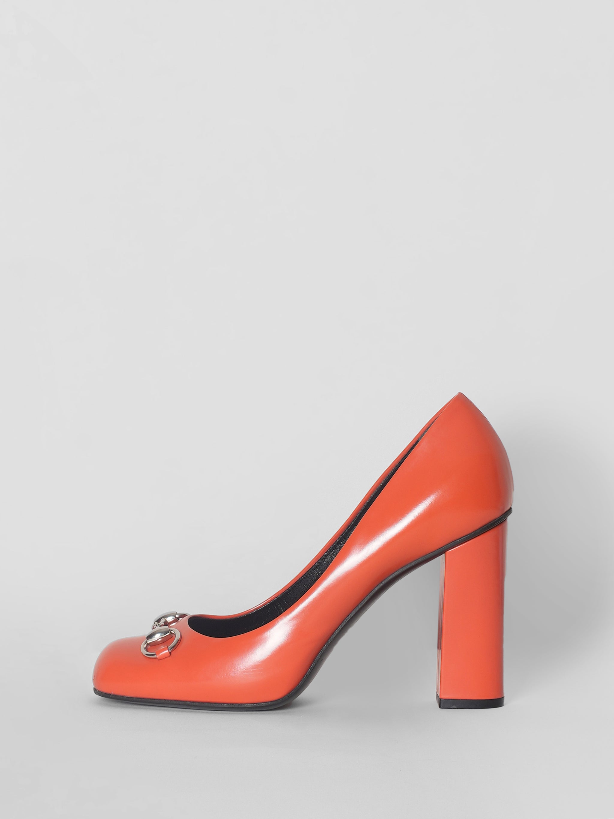 Gucci Horsebit Orange Block Heels