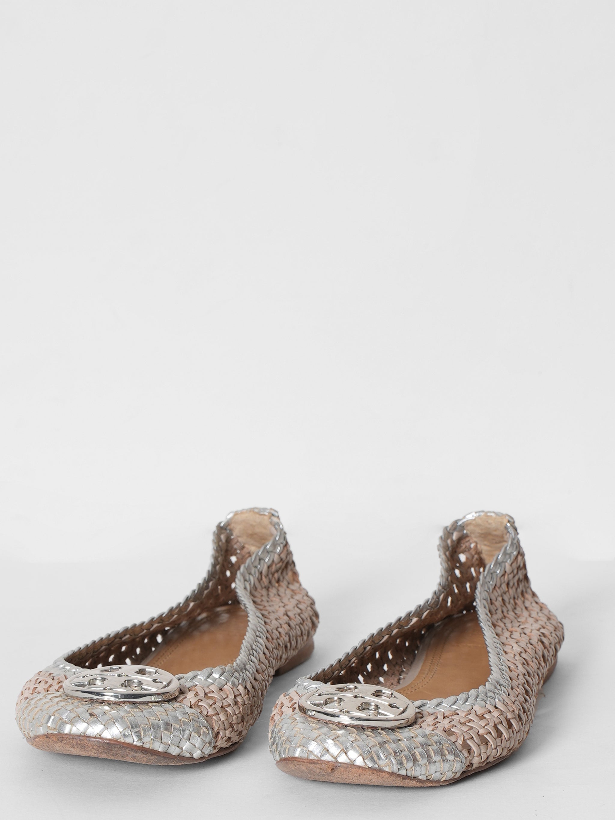 Tory Burch Chelsea Woven Mettalic Ballet Flats