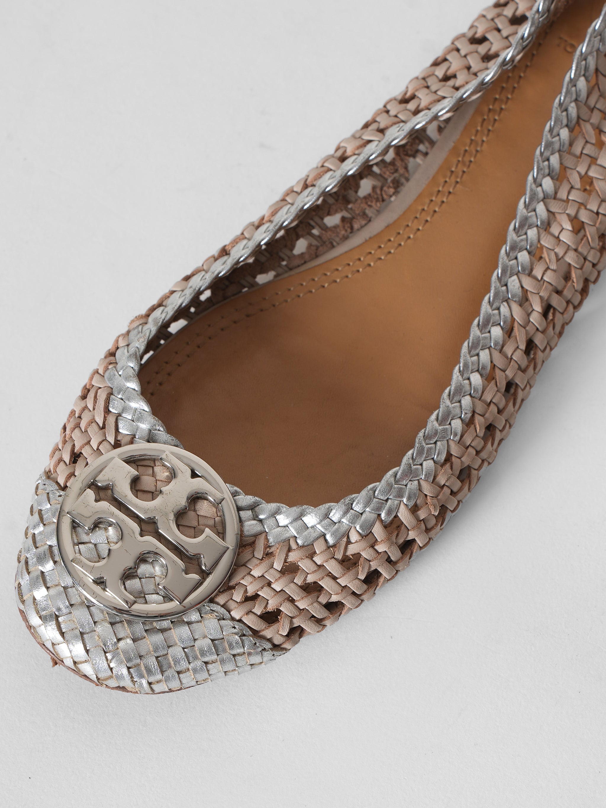 Tory Burch Chelsea Woven Mettalic Ballet Flats
