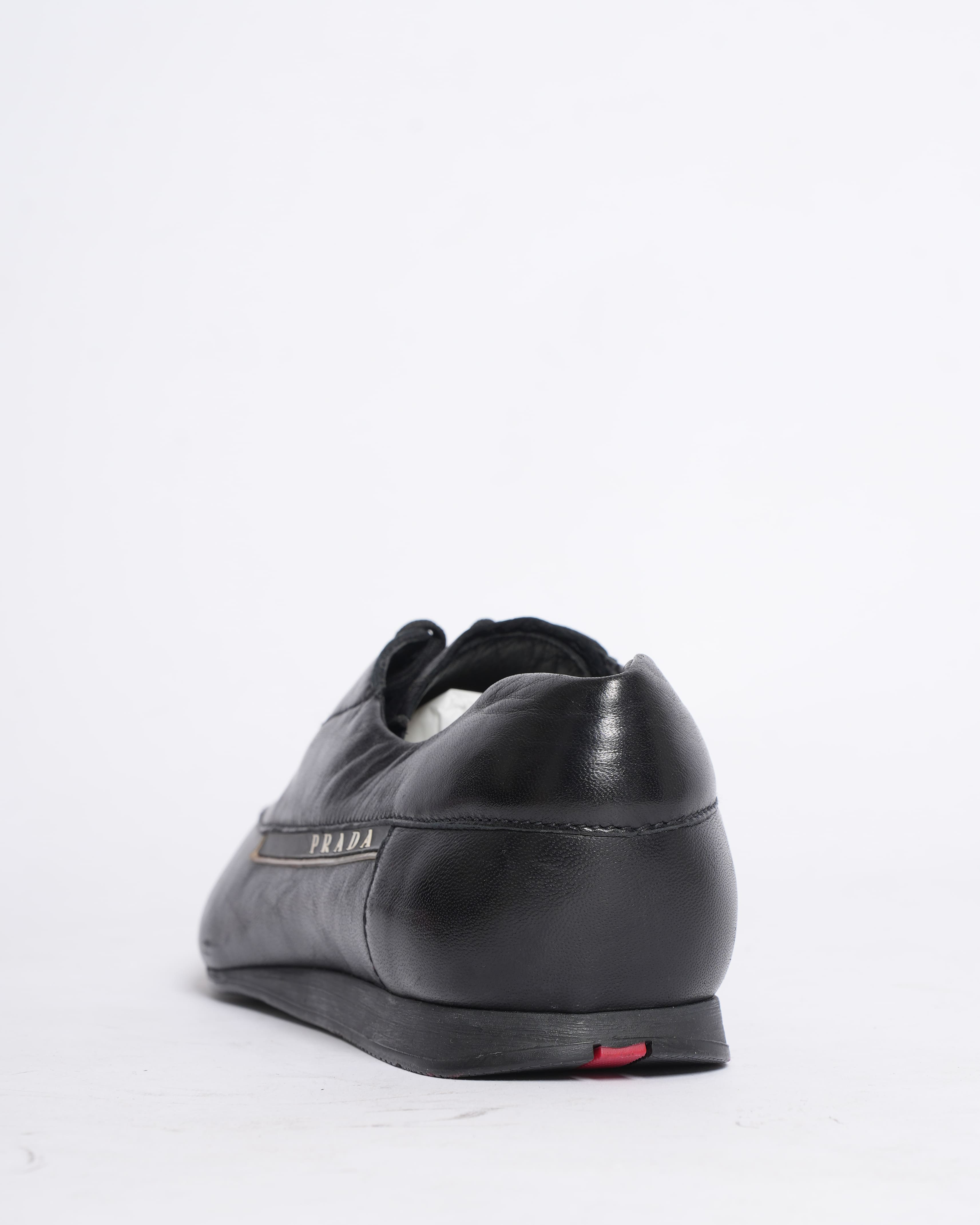 Prada black leather lace-up shoes