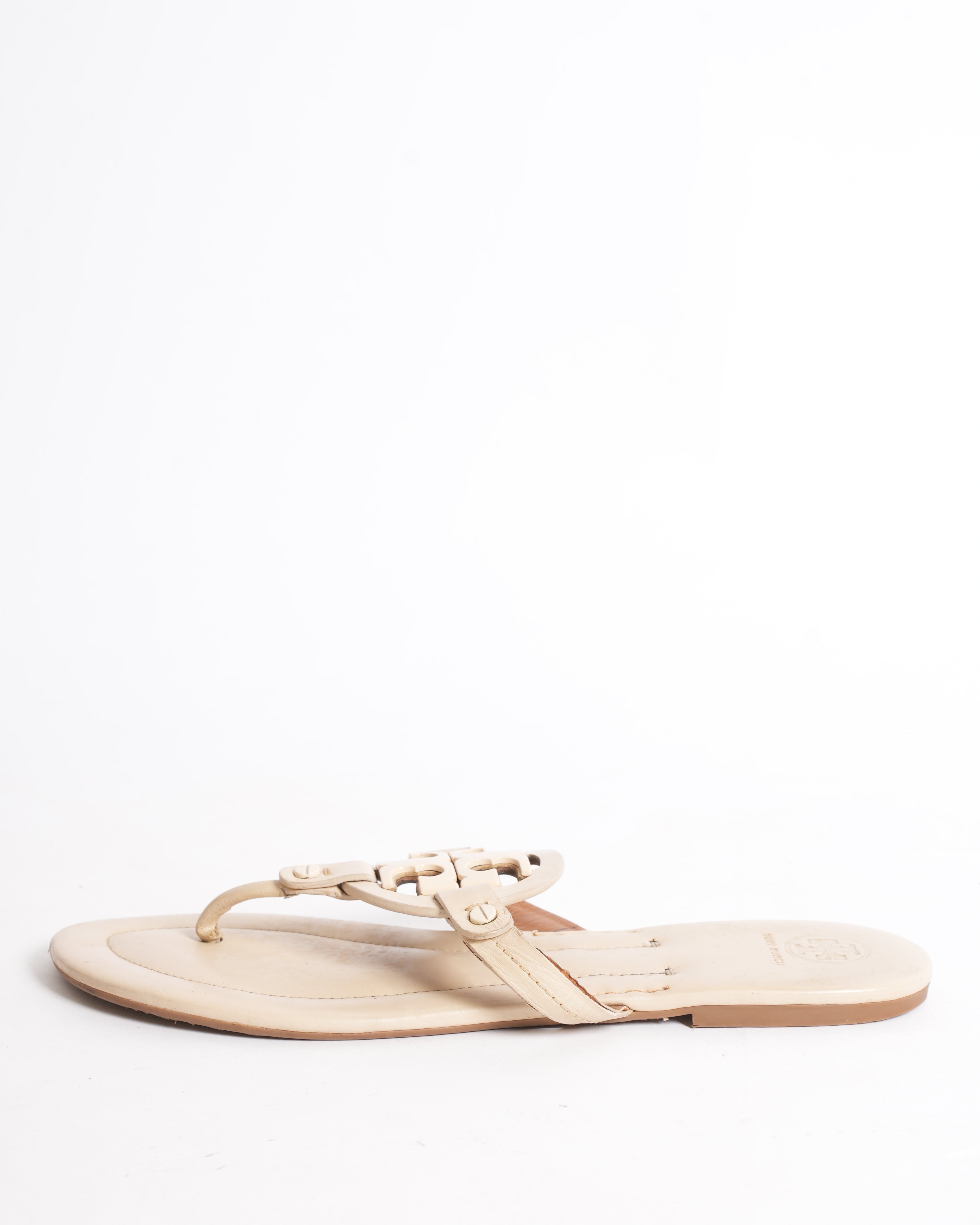 Tory Burch Logo Flats In The Shade Of Cream