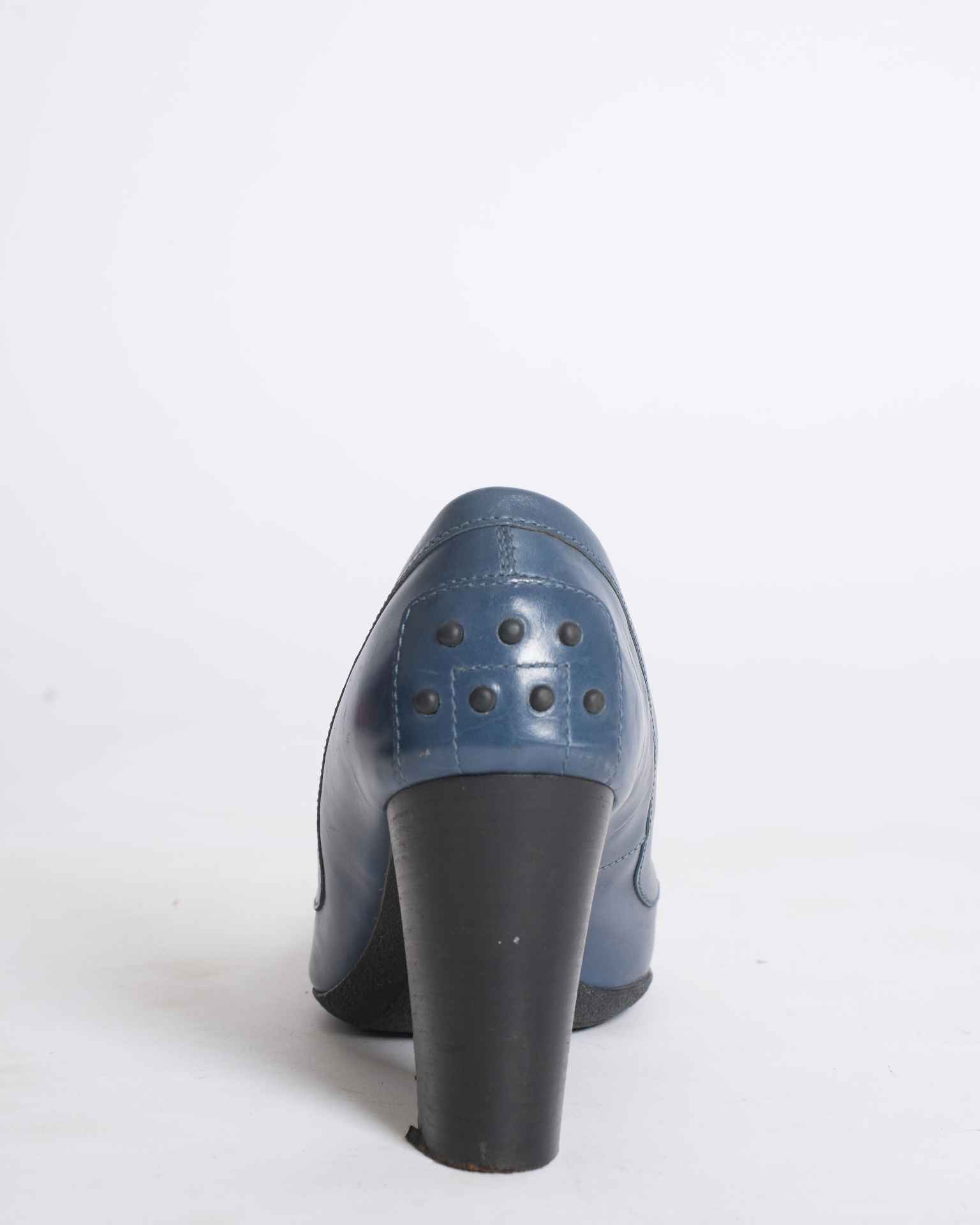 Tod's Blue Suede Loafer Heels