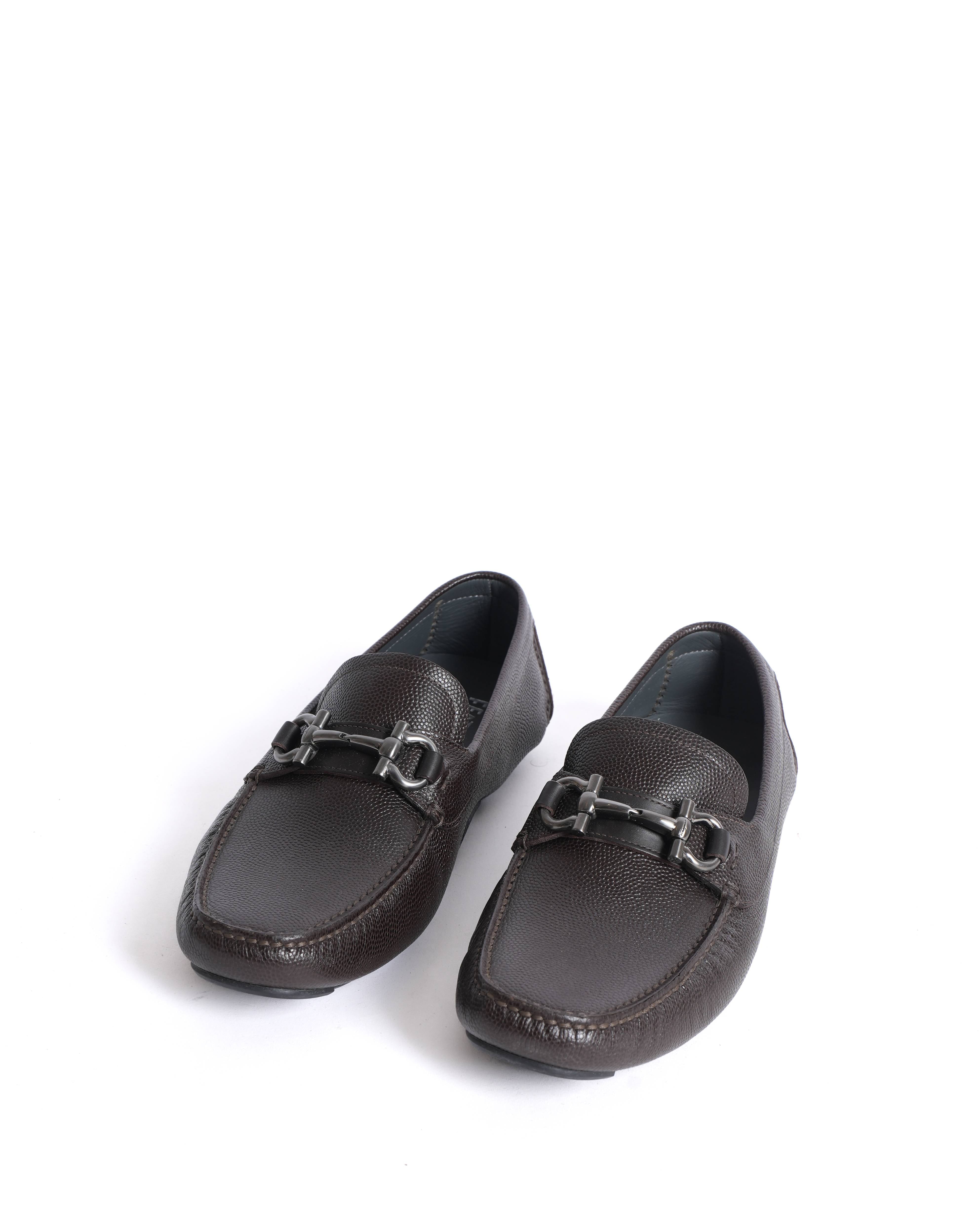 Salvatore Ferragamo brown leather men's loafers