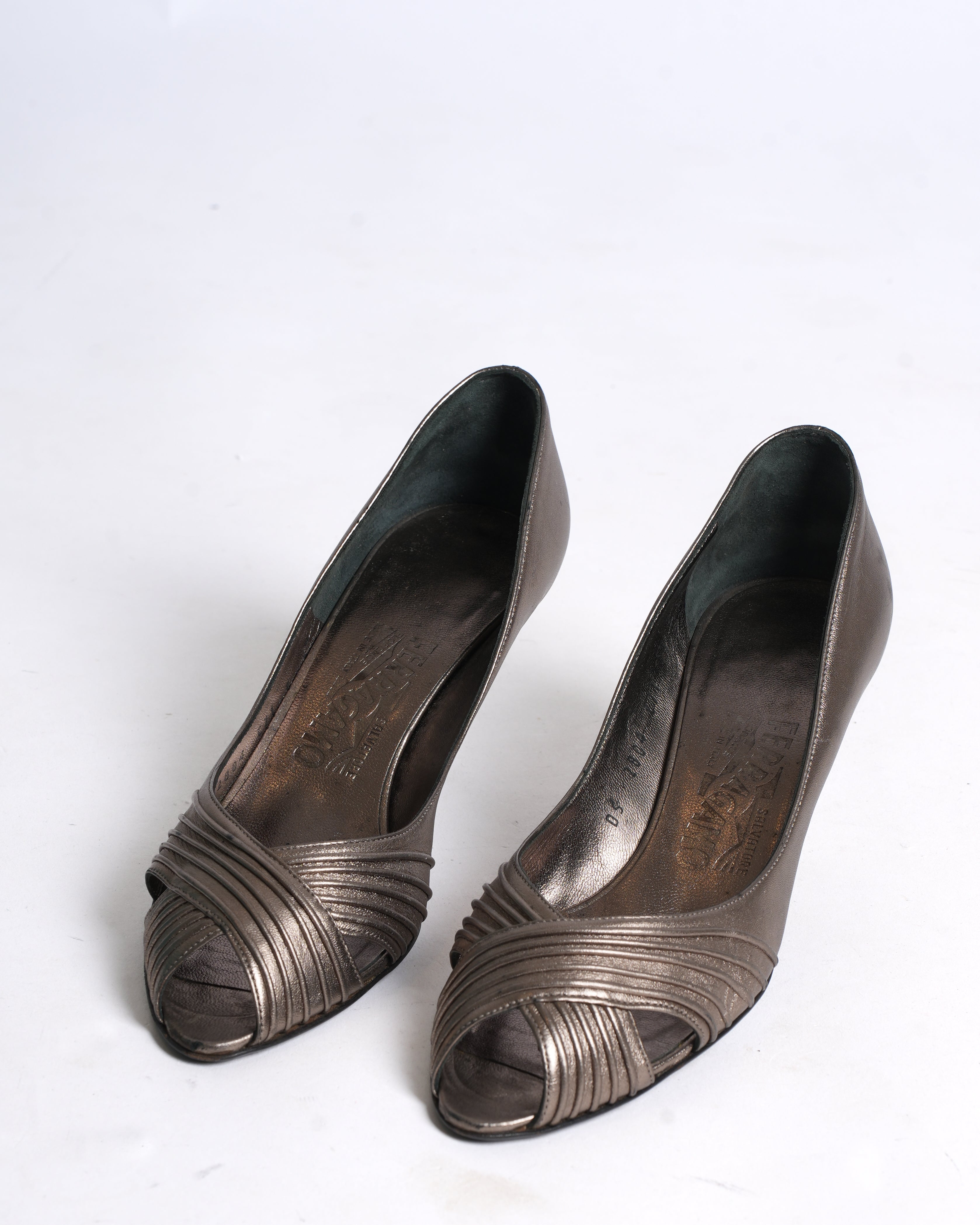 Salvatore Ferragamo Metallic Grey heels